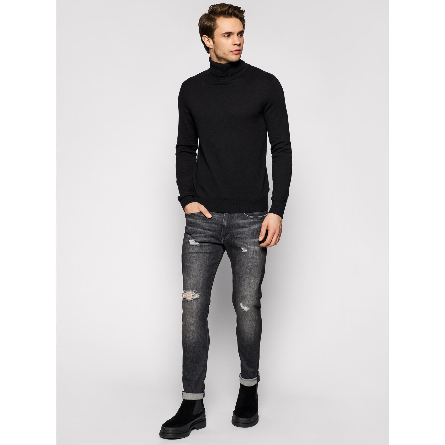 Jack&Jones Rolák Emil Knit Roll Neck 12157417 Čierna Regular Fit - Pepit.sk