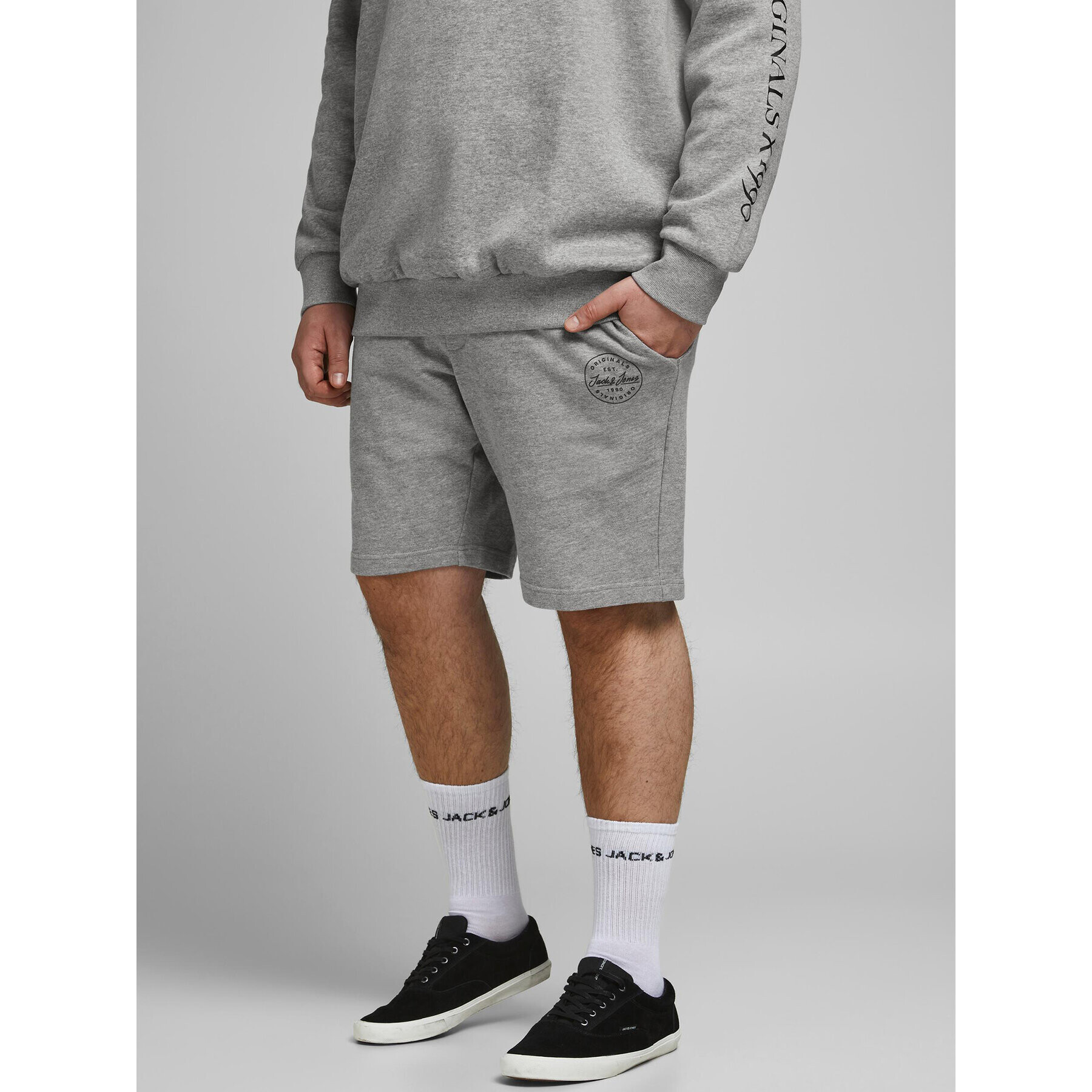 Jack&Jones Športové kraťasy Shark 12187092 Sivá Regular Fit - Pepit.sk