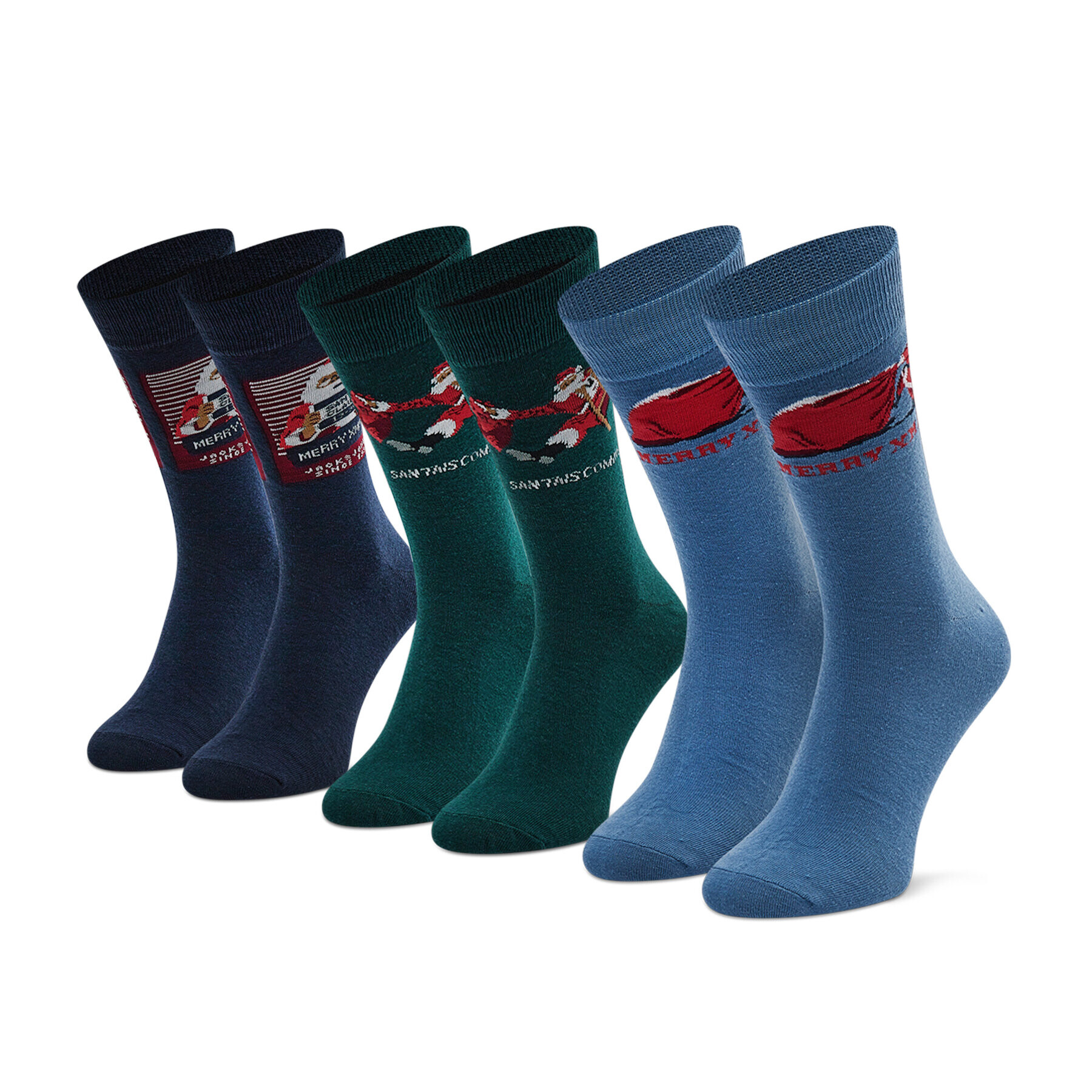 Jack&Jones Súprava 3 párov vysokých pánskych ponožiek Jacsanta Claus Sock Giftbox 12198046 Čierna - Pepit.sk