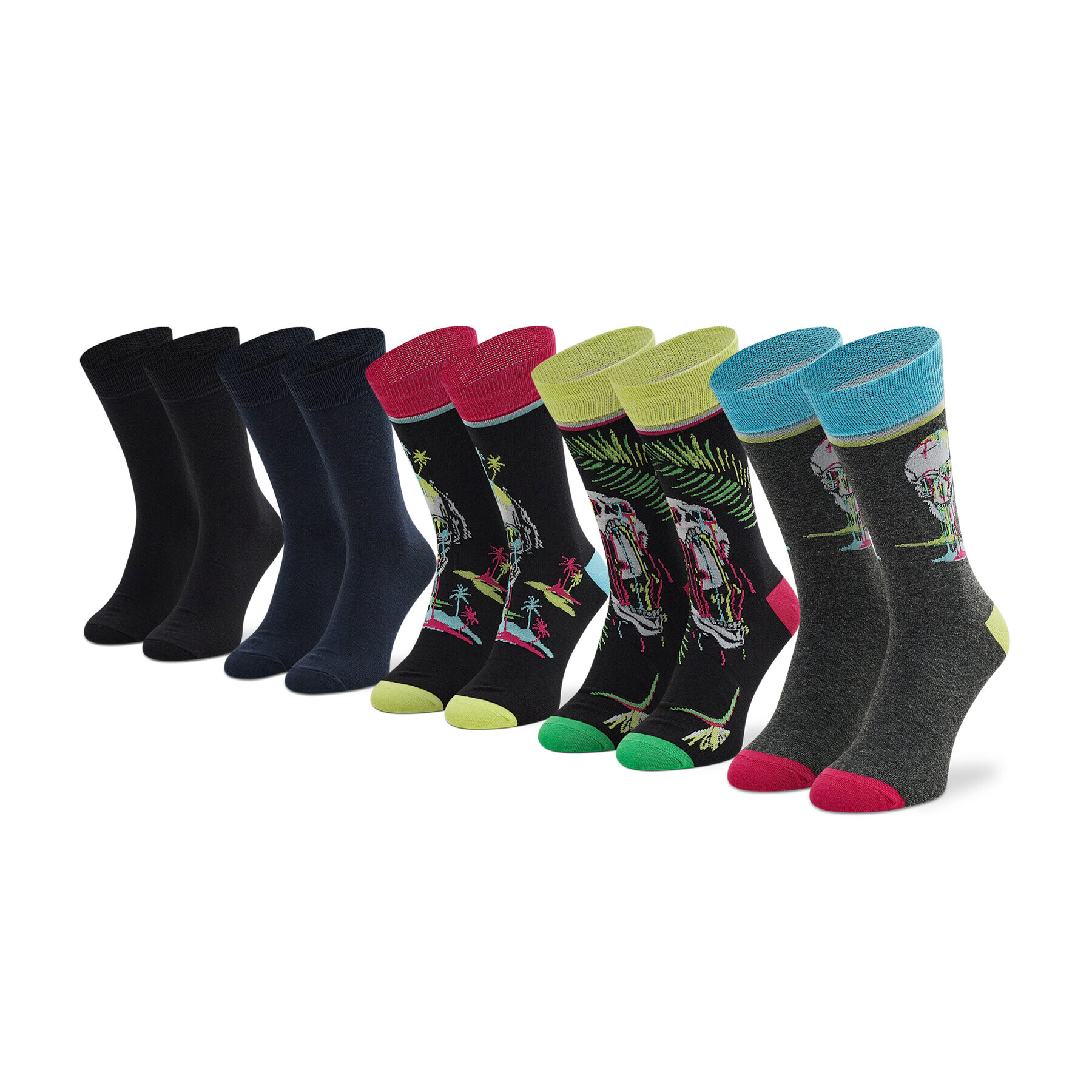 Jack&Jones Súprava 5 párov vysokých pánskych ponožiek Jacmelting Skull Sock 5-Pack 12205273 Tmavomodrá - Pepit.sk