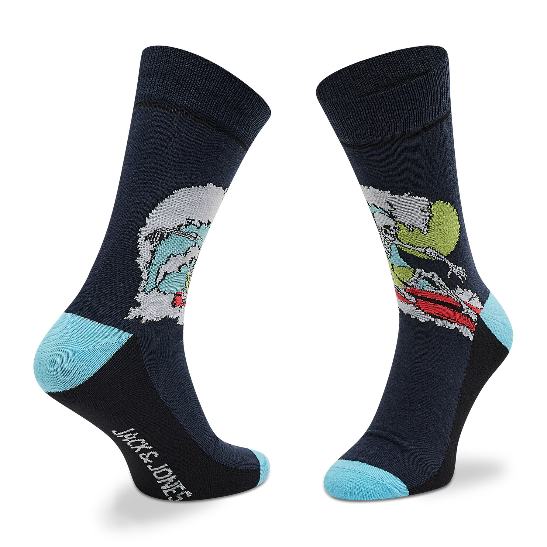 Jack&Jones Súprava 5 párov vysokých pánskych ponožiek Jacwave Skull Sock 12205322 r.OS Tmavomodrá - Pepit.sk