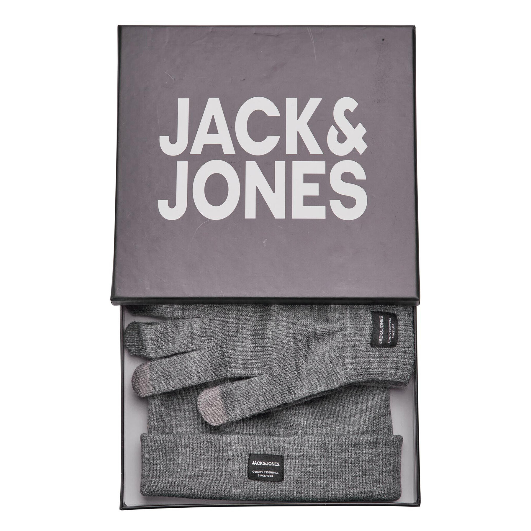 Jack&Jones Súprava čiapka a rukavice 12168383 Sivá - Pepit.sk