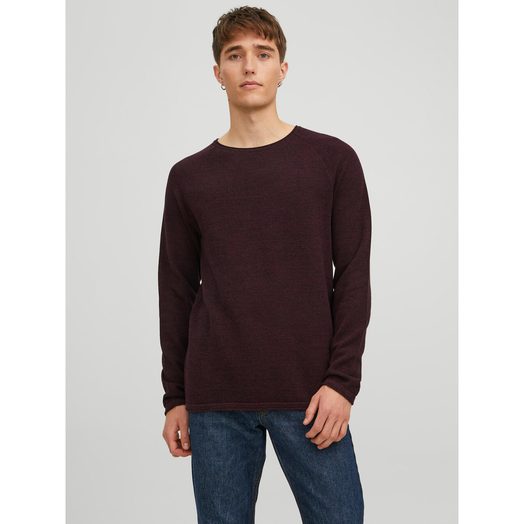 Jack&Jones Sveter 12157321 Bordová Regular Fit - Pepit.sk