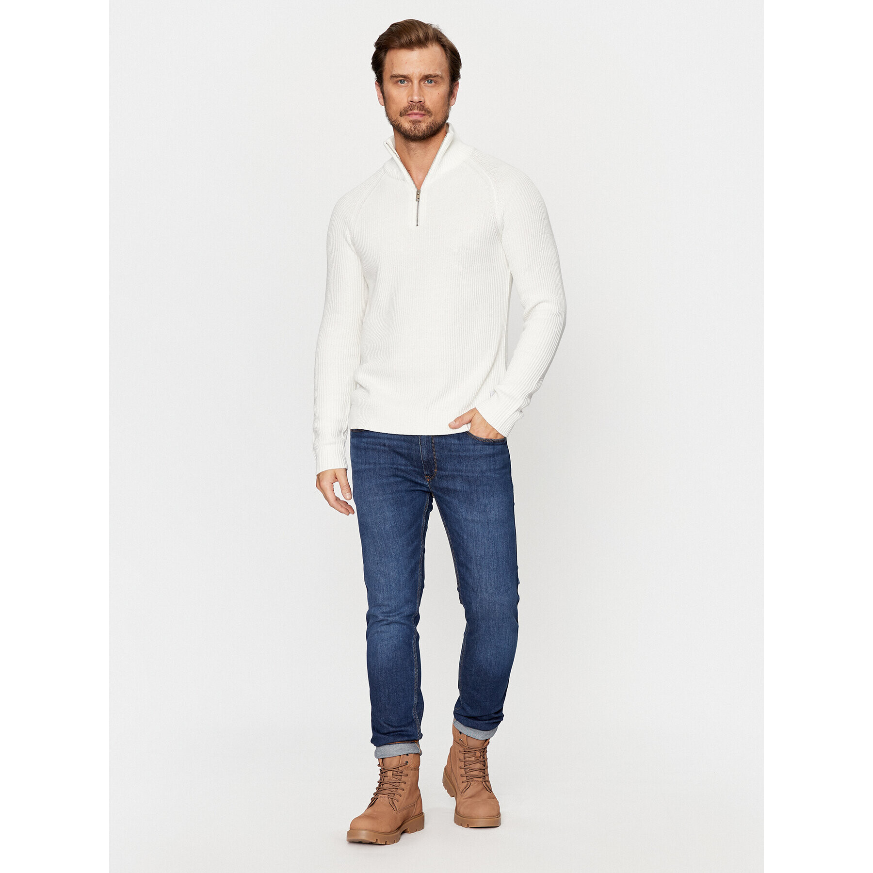 Jack&Jones Sveter 12236308 Biela Regular Fit - Pepit.sk