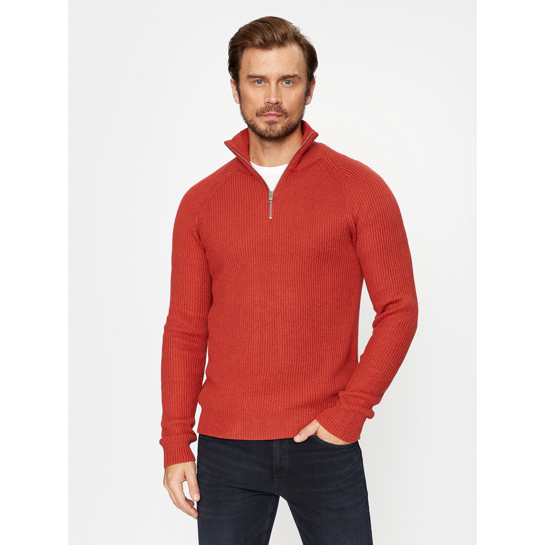 Jack&Jones Sveter 12236308 Červená Regular Fit - Pepit.sk