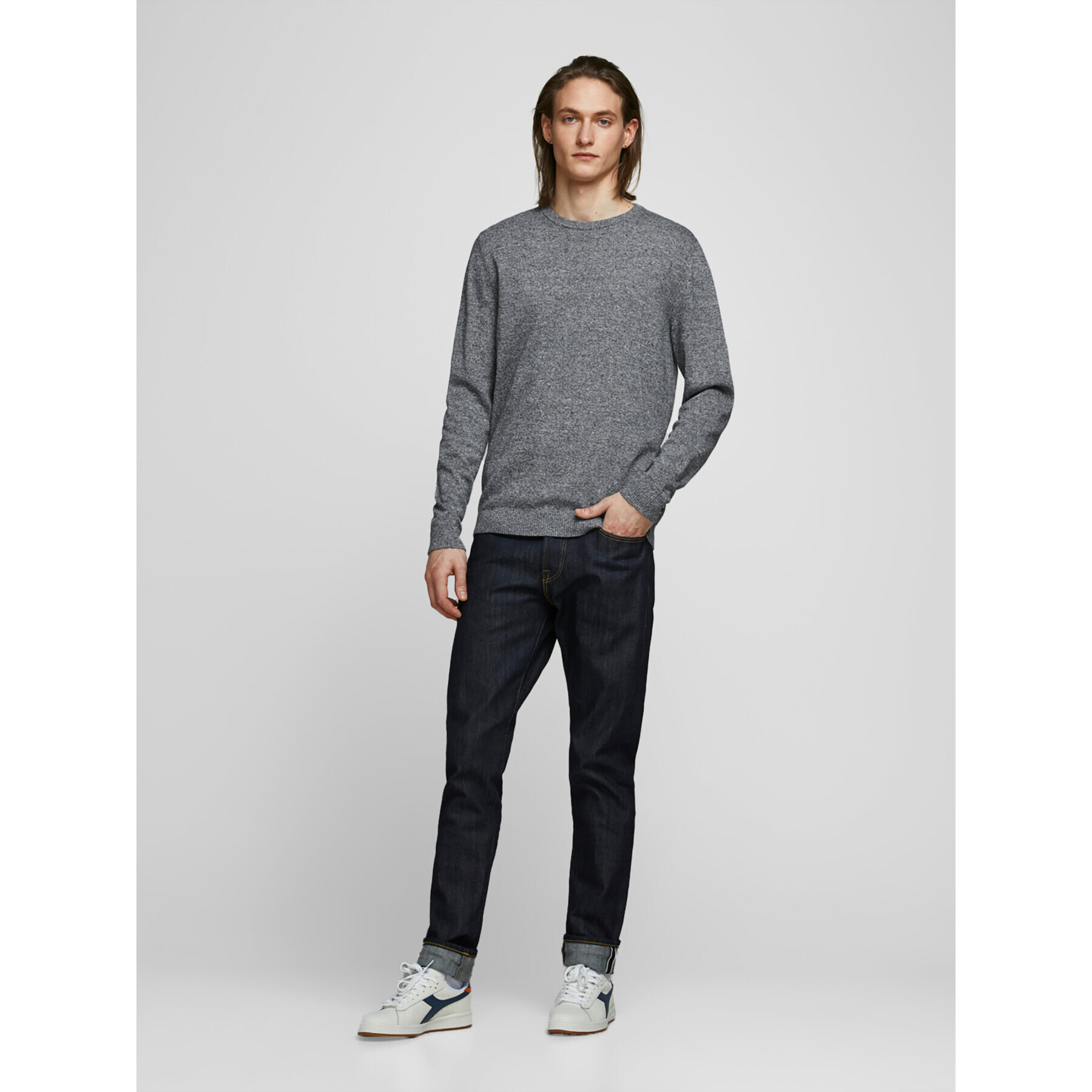 Jack&Jones Sveter Basic 12137190 Sivá Regular Fit - Pepit.sk