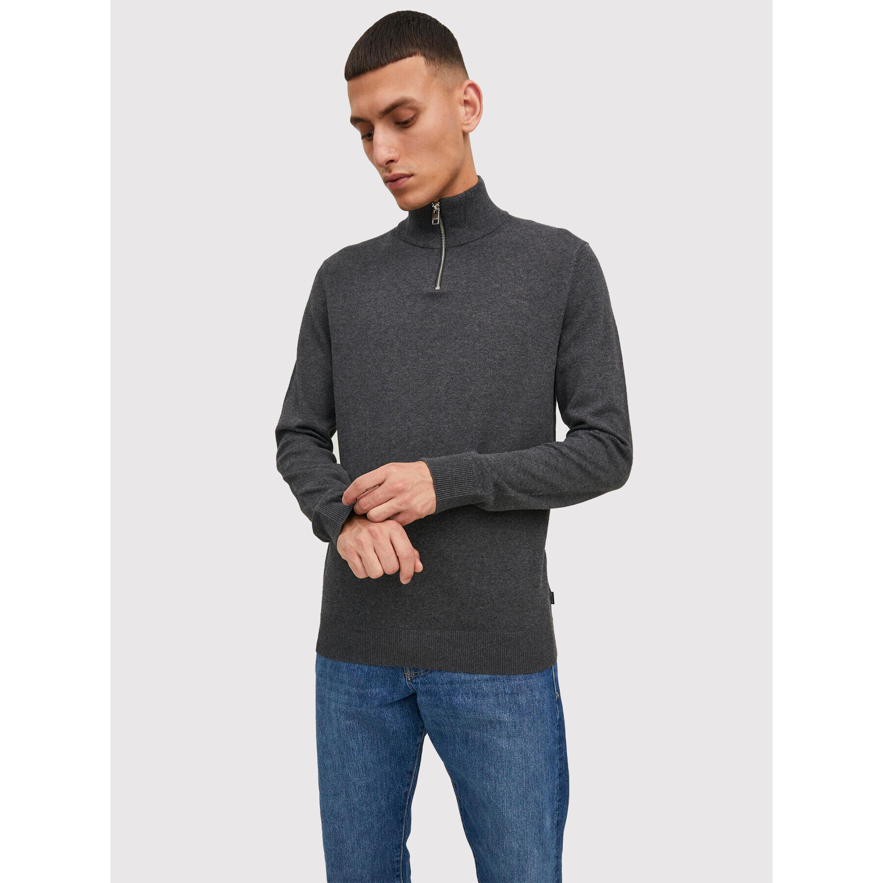 Jack&Jones Sveter Emil 12189339 Sivá Regular Fit - Pepit.sk