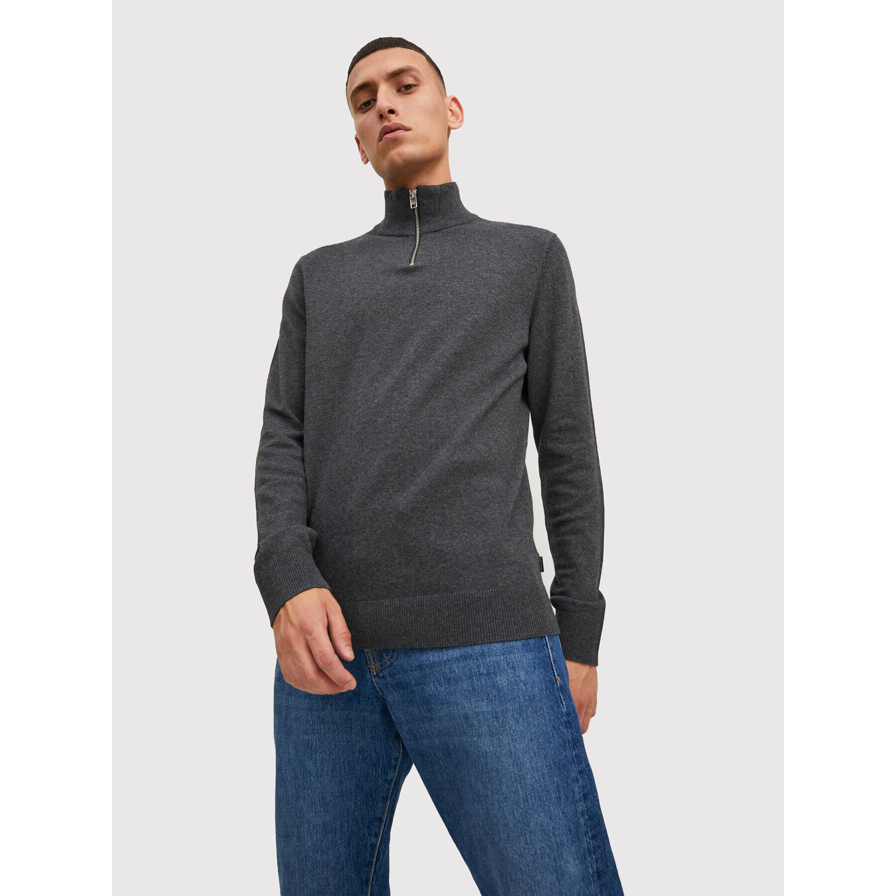 Jack&Jones Sveter Emil 12189339 Sivá Regular Fit - Pepit.sk