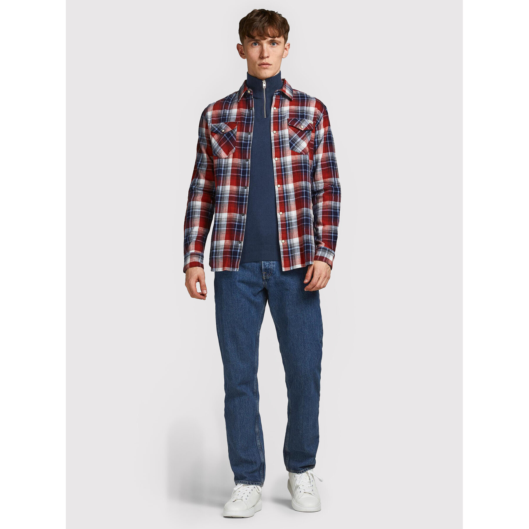 Jack&Jones Sveter Emil 12189339 Tmavomodrá Regular Fit - Pepit.sk