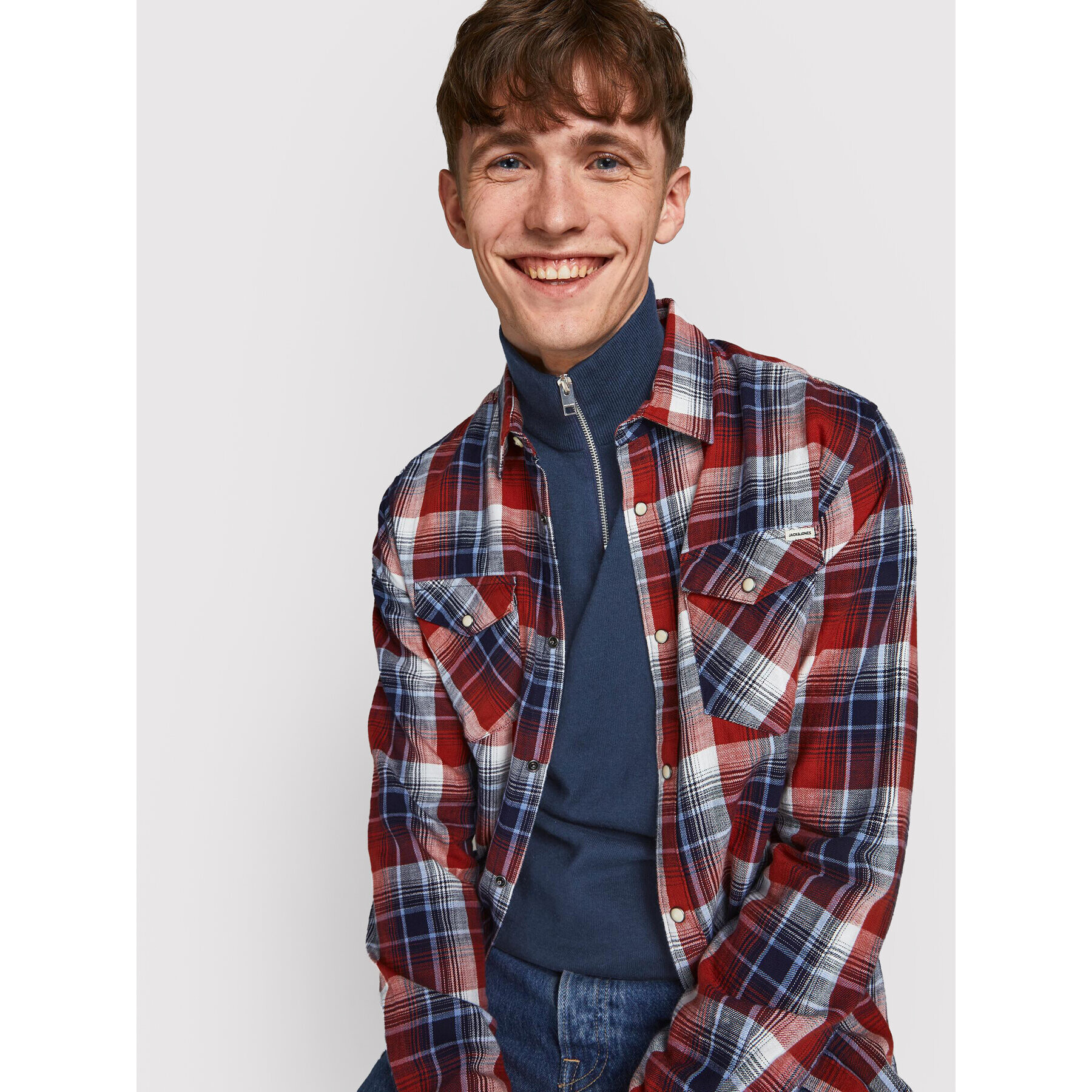 Jack&Jones Sveter Emil 12189339 Tmavomodrá Regular Fit - Pepit.sk