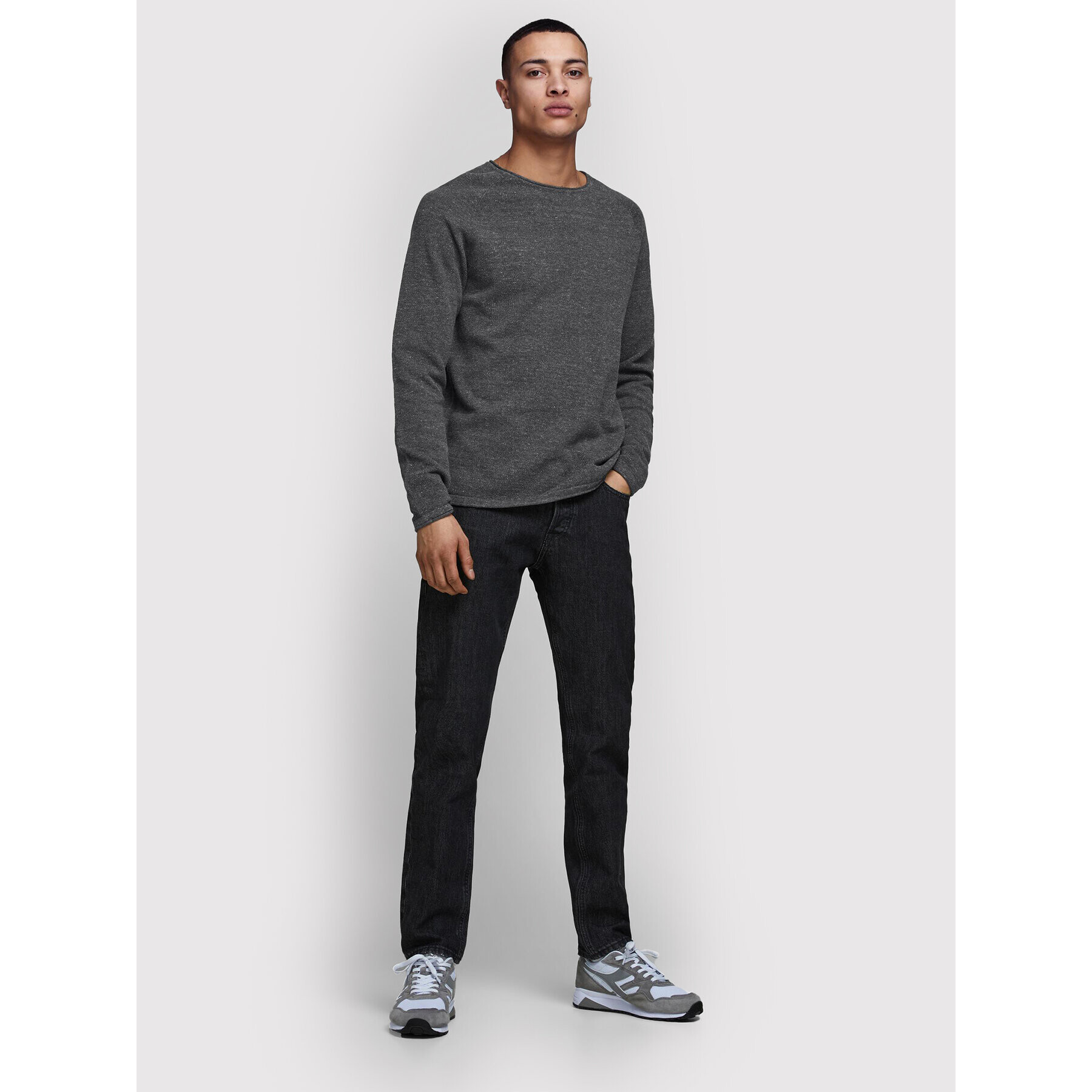 Jack&Jones Sveter Hill 12157321 Sivá Regular Fit - Pepit.sk