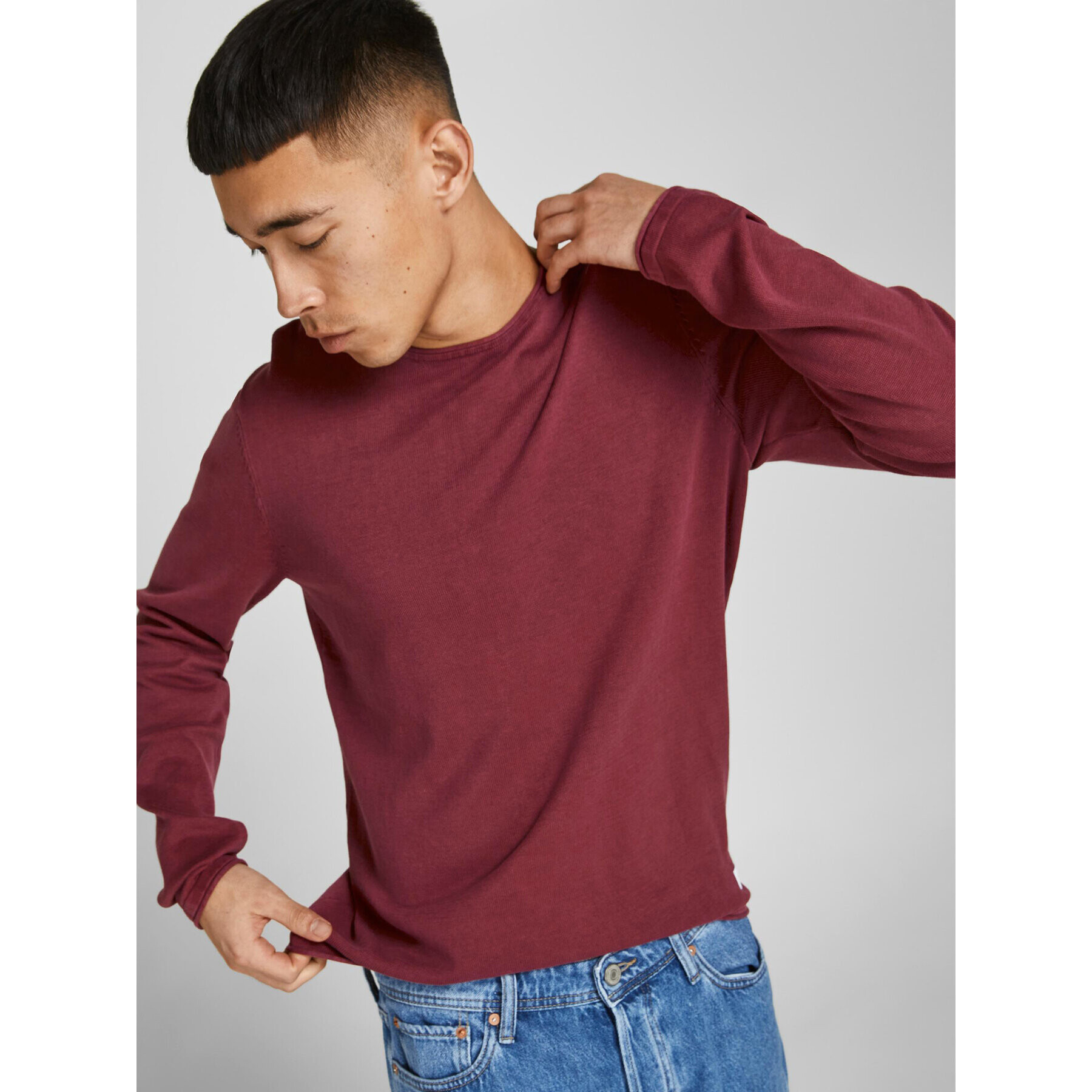 Jack&Jones Sveter Leo 12174001 Bordová Regular Fit - Pepit.sk