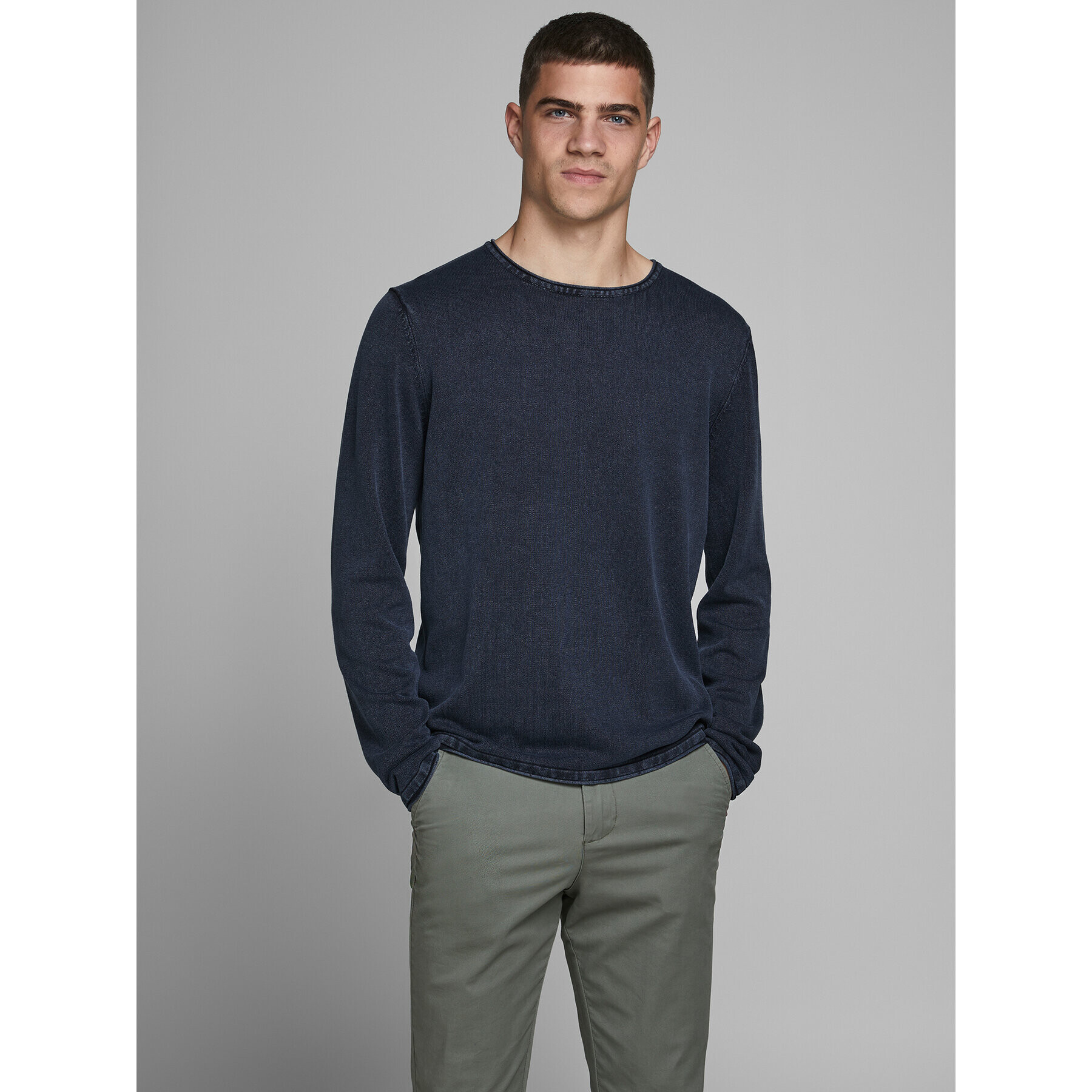 Jack&Jones Sveter Leo 12174001 Tmavomodrá Regular Fit - Pepit.sk