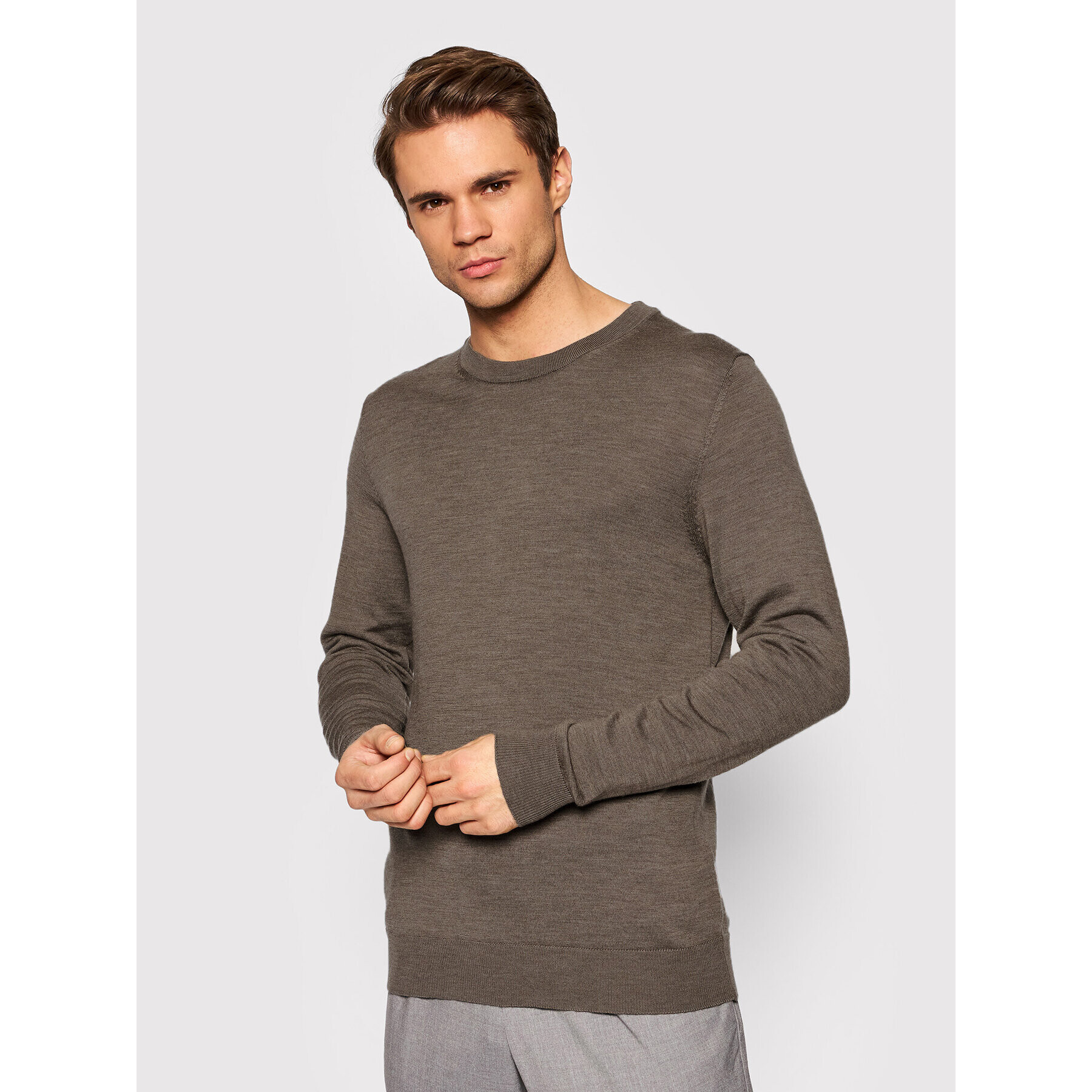 Jack&Jones Sveter Mark 12175288 Hnedá Regular Fit - Pepit.sk