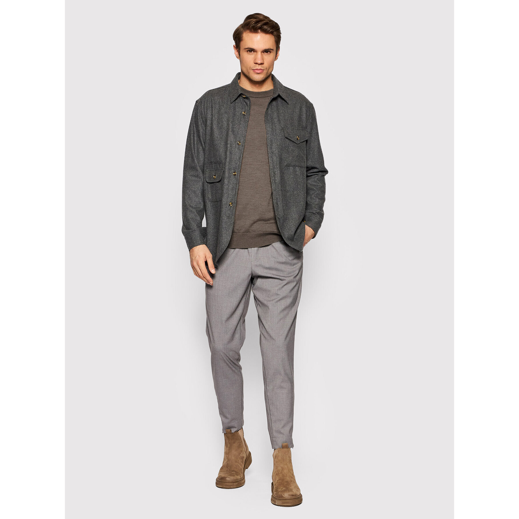 Jack&Jones Sveter Mark 12175288 Hnedá Regular Fit - Pepit.sk