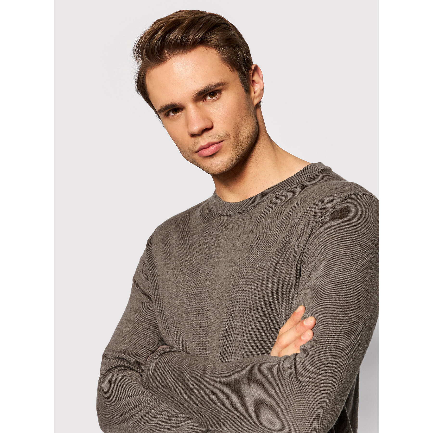 Jack&Jones Sveter Mark 12175288 Hnedá Regular Fit - Pepit.sk