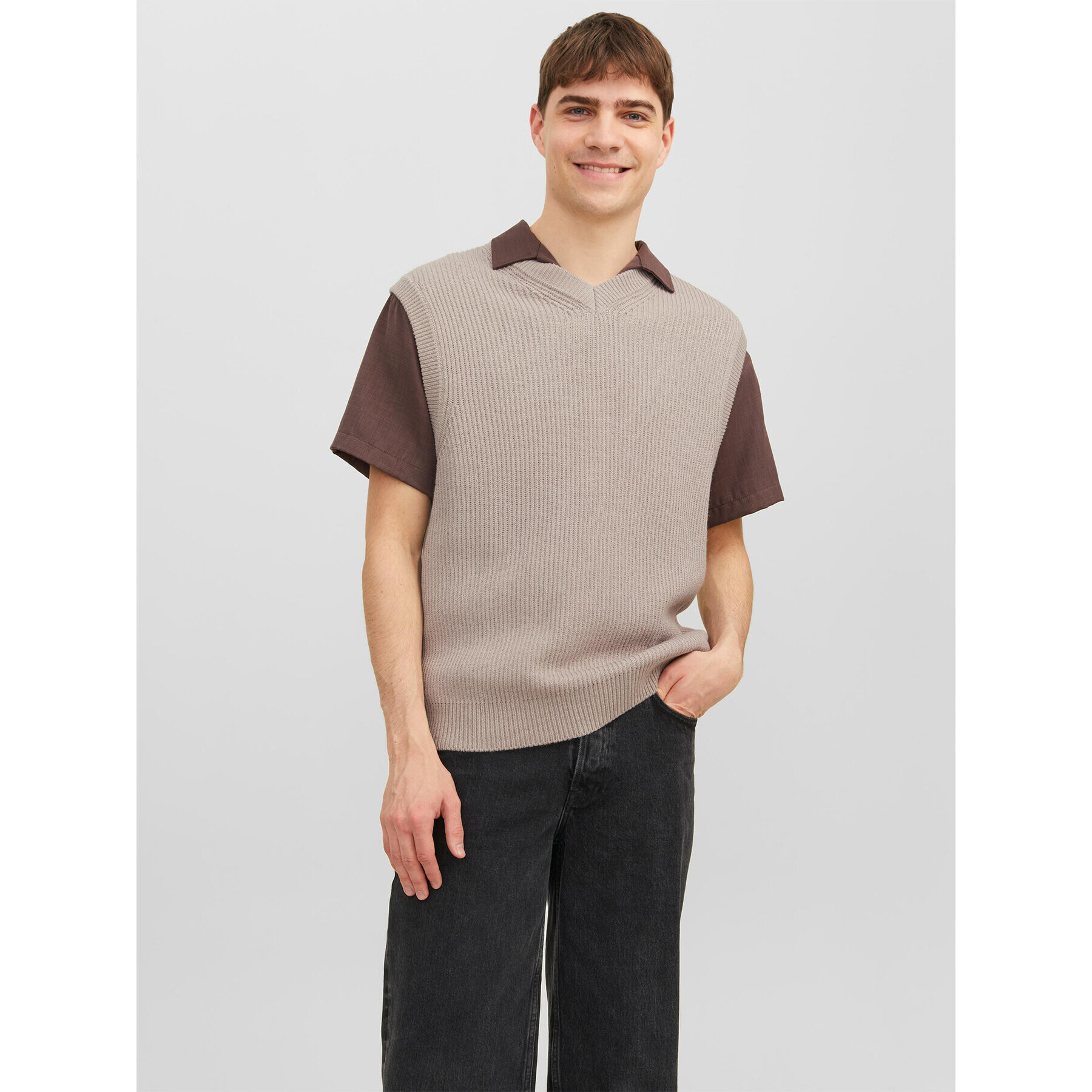 Jack&Jones Sveter Rib 12241167 Béžová Regular Fit - Pepit.sk