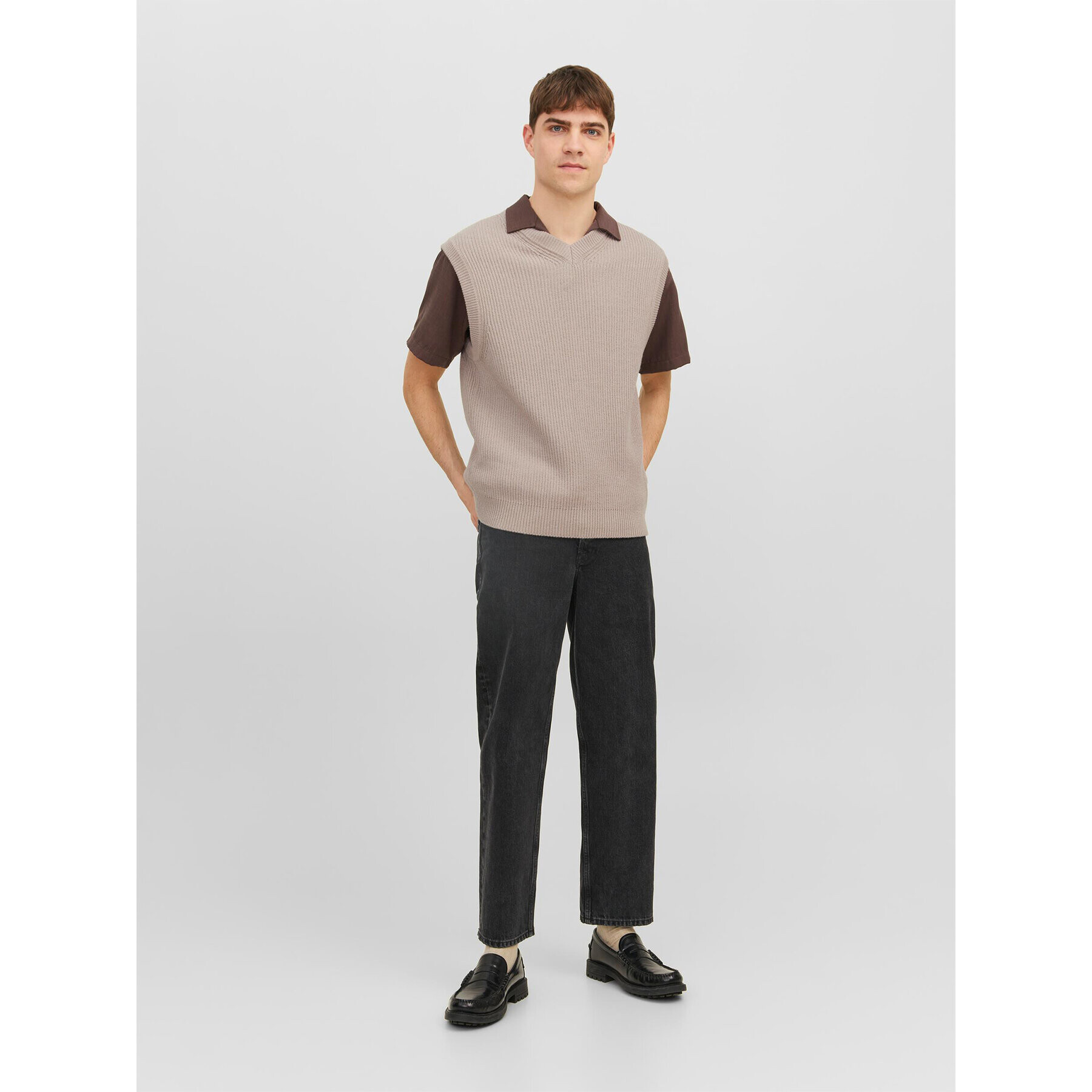 Jack&Jones Sveter Rib 12241167 Béžová Regular Fit - Pepit.sk