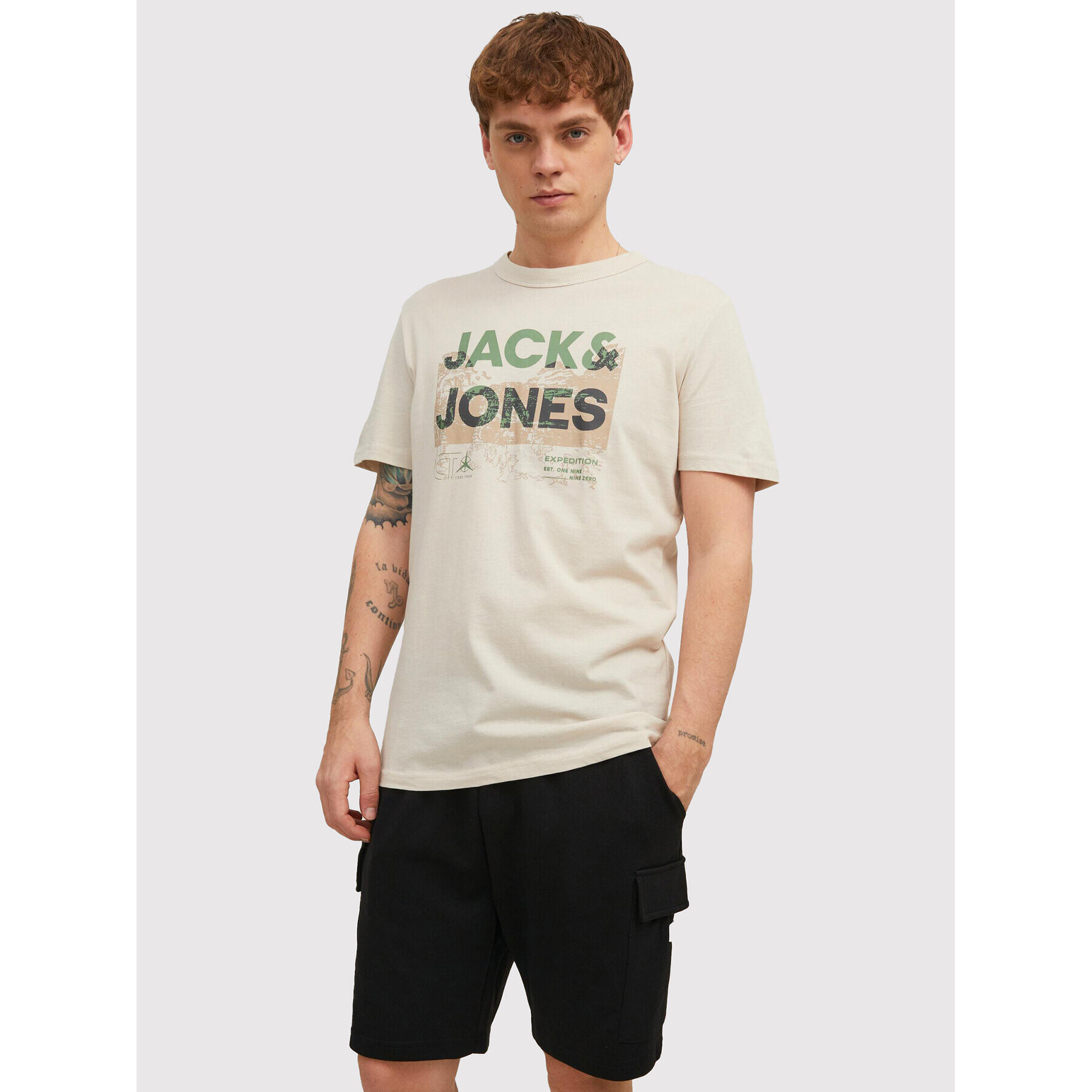 Jack&Jones Tričko Track 12210420 Béžová Regular Fit - Pepit.sk