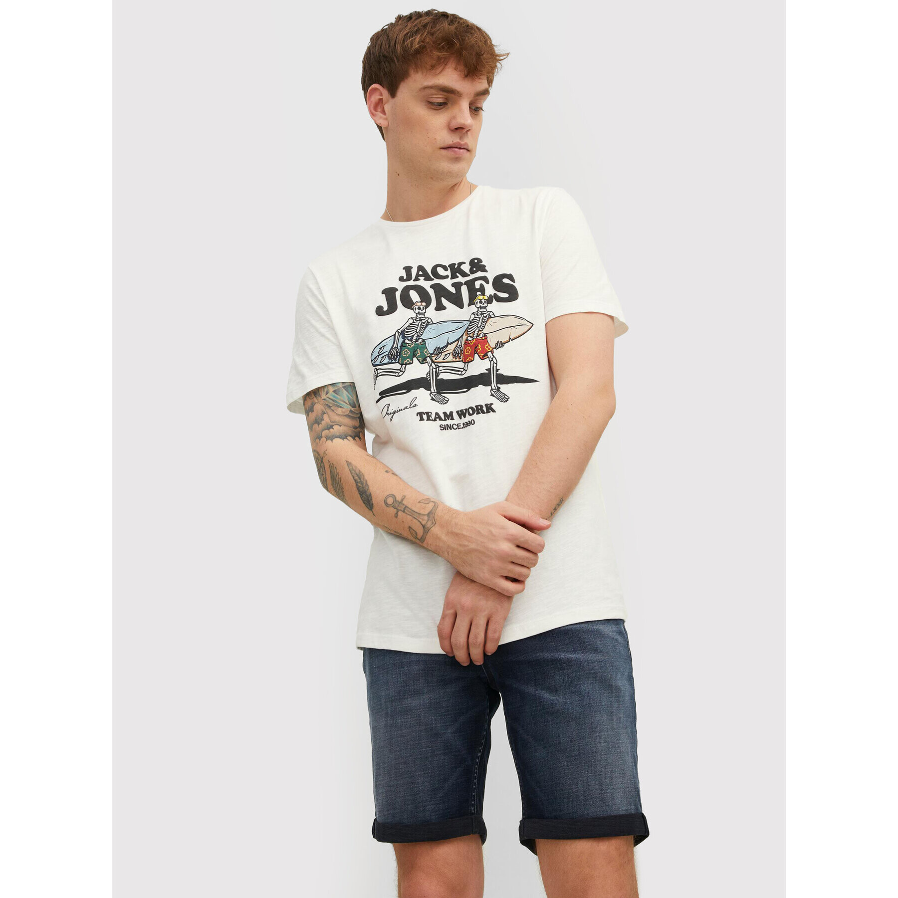 Jack&Jones Tričko Venice Bones 12210277 Biela Regular Fit - Pepit.sk