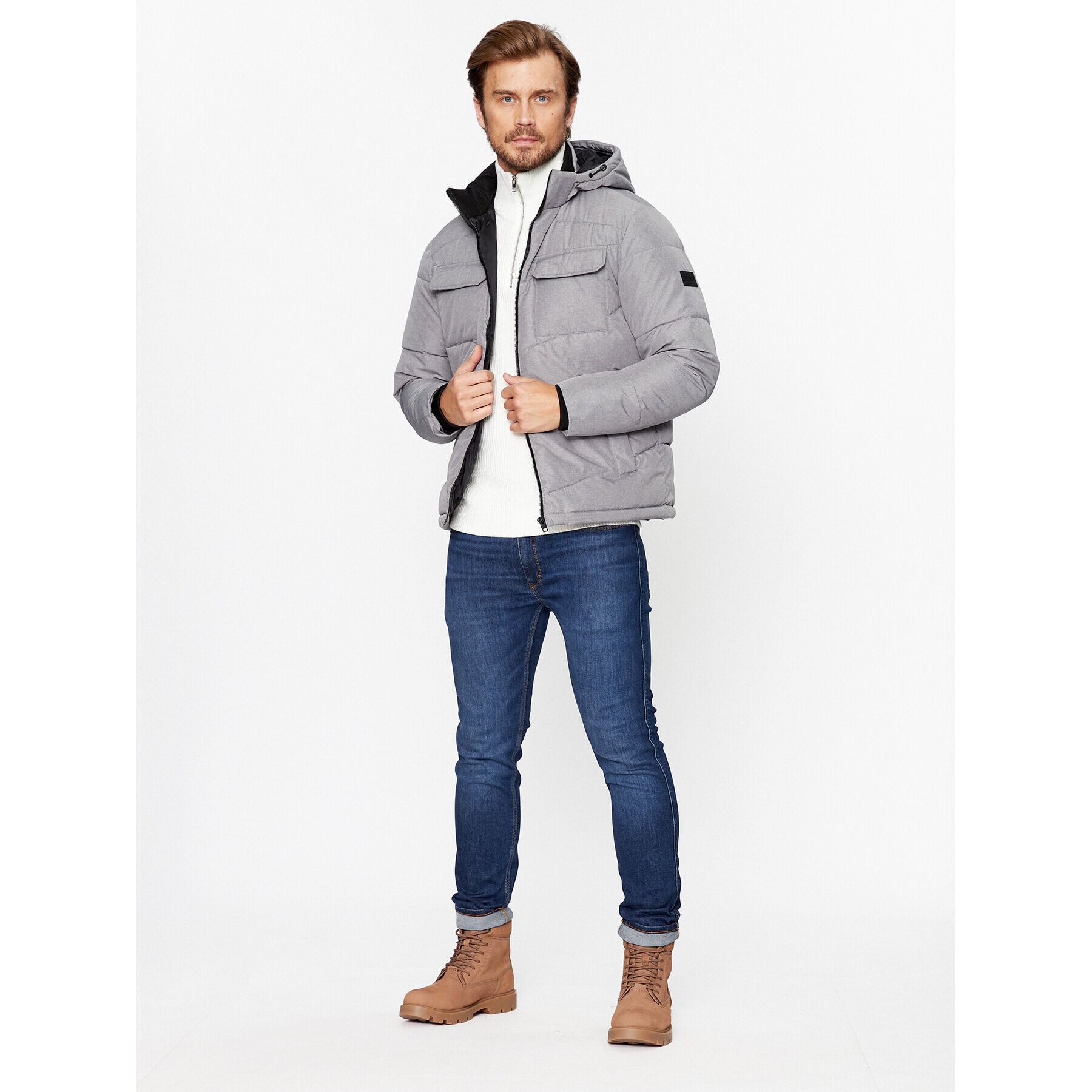 Jack&Jones Vatovaná bunda 12236044 Sivá Regular Fit - Pepit.sk