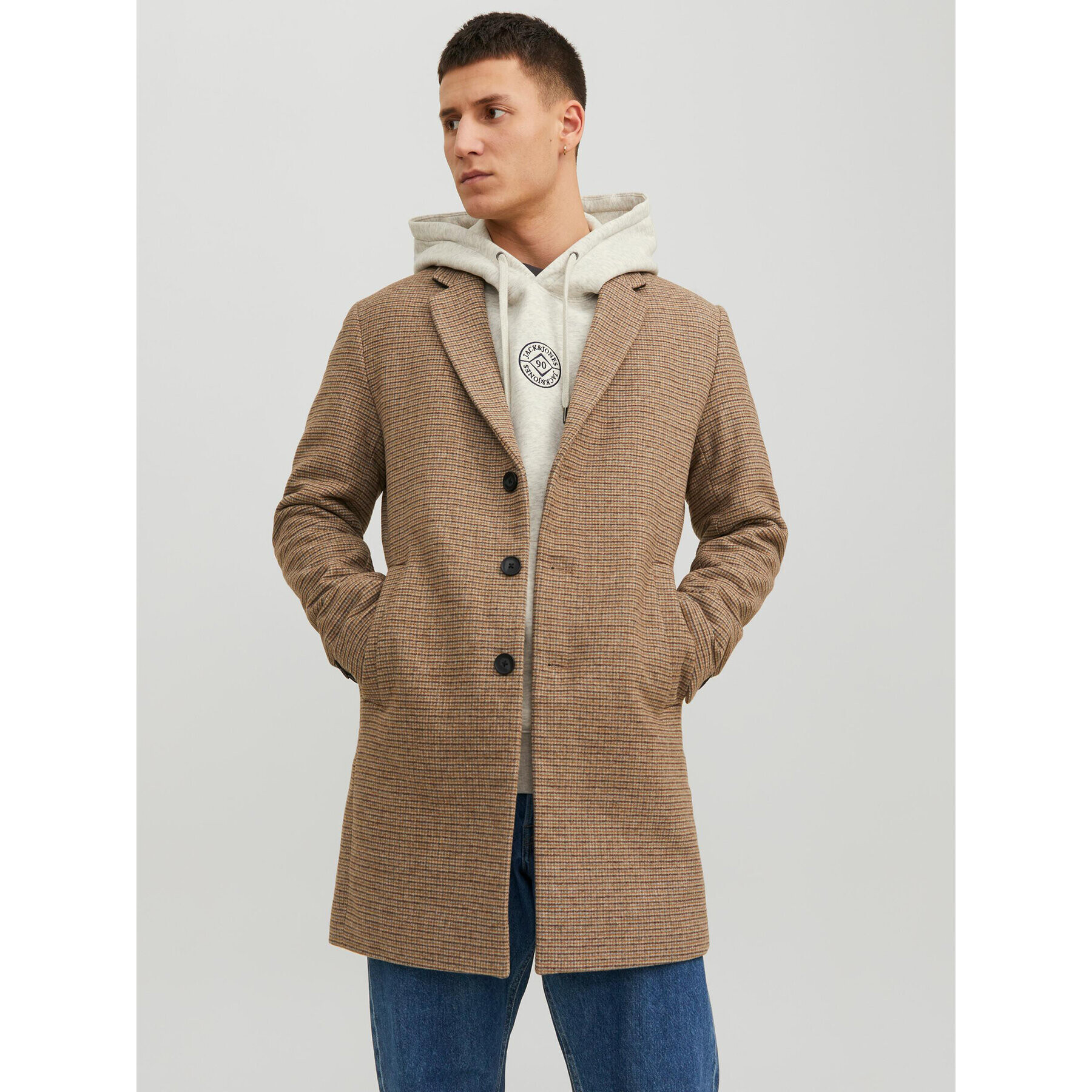 Jack&Jones Vlnený kabát 12239008 Béžová Regular Fit - Pepit.sk