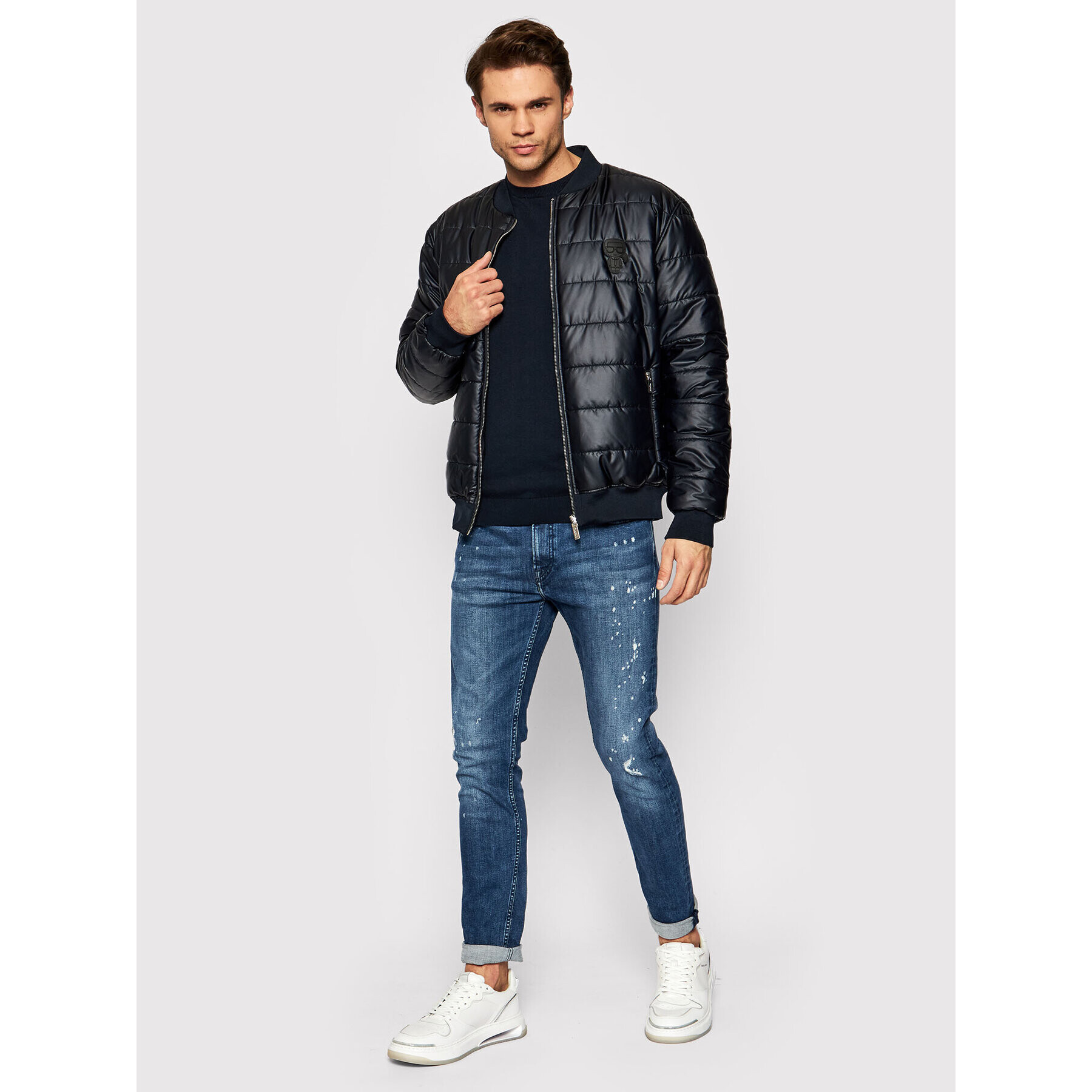 KARL LAGERFELD Bundy bomber Rev 505062 512573 Tmavomodrá Regular Fit - Pepit.sk