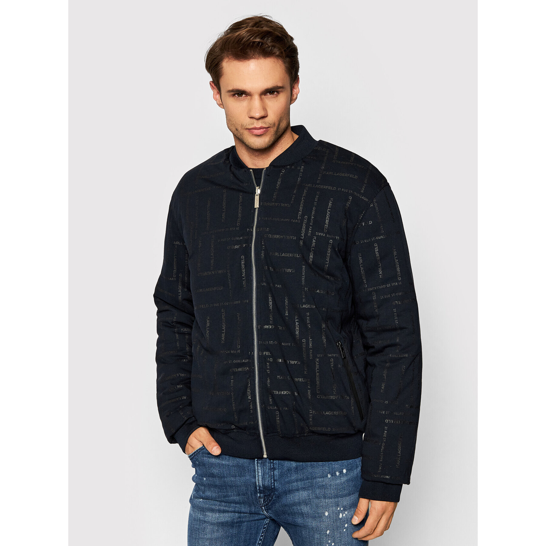 KARL LAGERFELD Bundy bomber Rev 505062 512573 Tmavomodrá Regular Fit - Pepit.sk