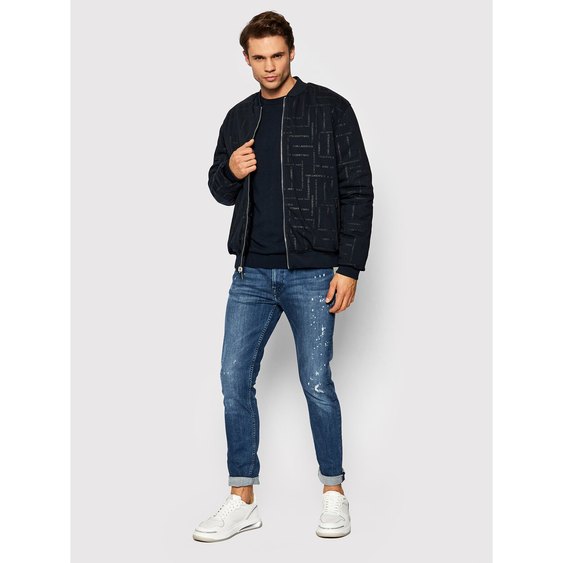 KARL LAGERFELD Bundy bomber Rev 505062 512573 Tmavomodrá Regular Fit - Pepit.sk