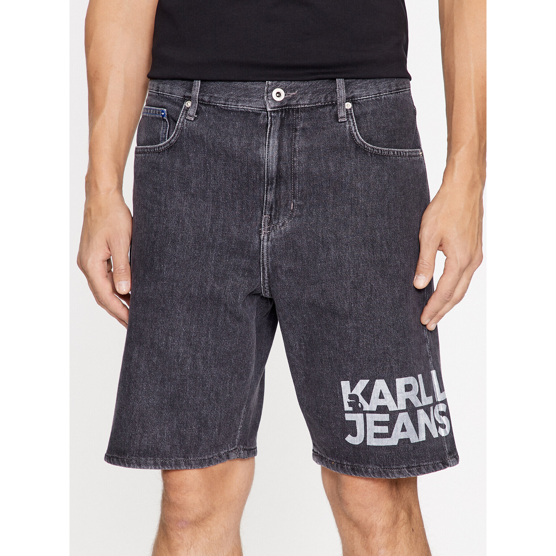 Karl Lagerfeld Jeans Džínsové šortky 235D1115 Sivá Relaxed Fit - Pepit.sk