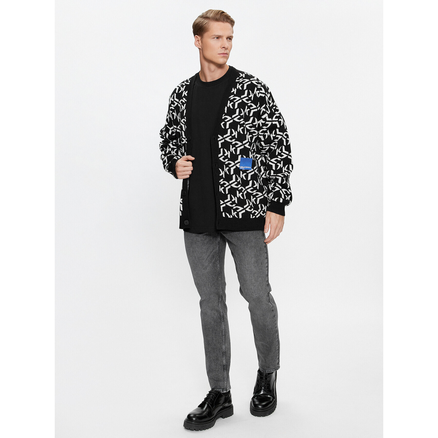 Karl Lagerfeld Jeans KARL LAGERFELD Kardigán Klj Monogram Jacquard Cardigan 236D2050 Čierna Regular Fit - Pepit.sk