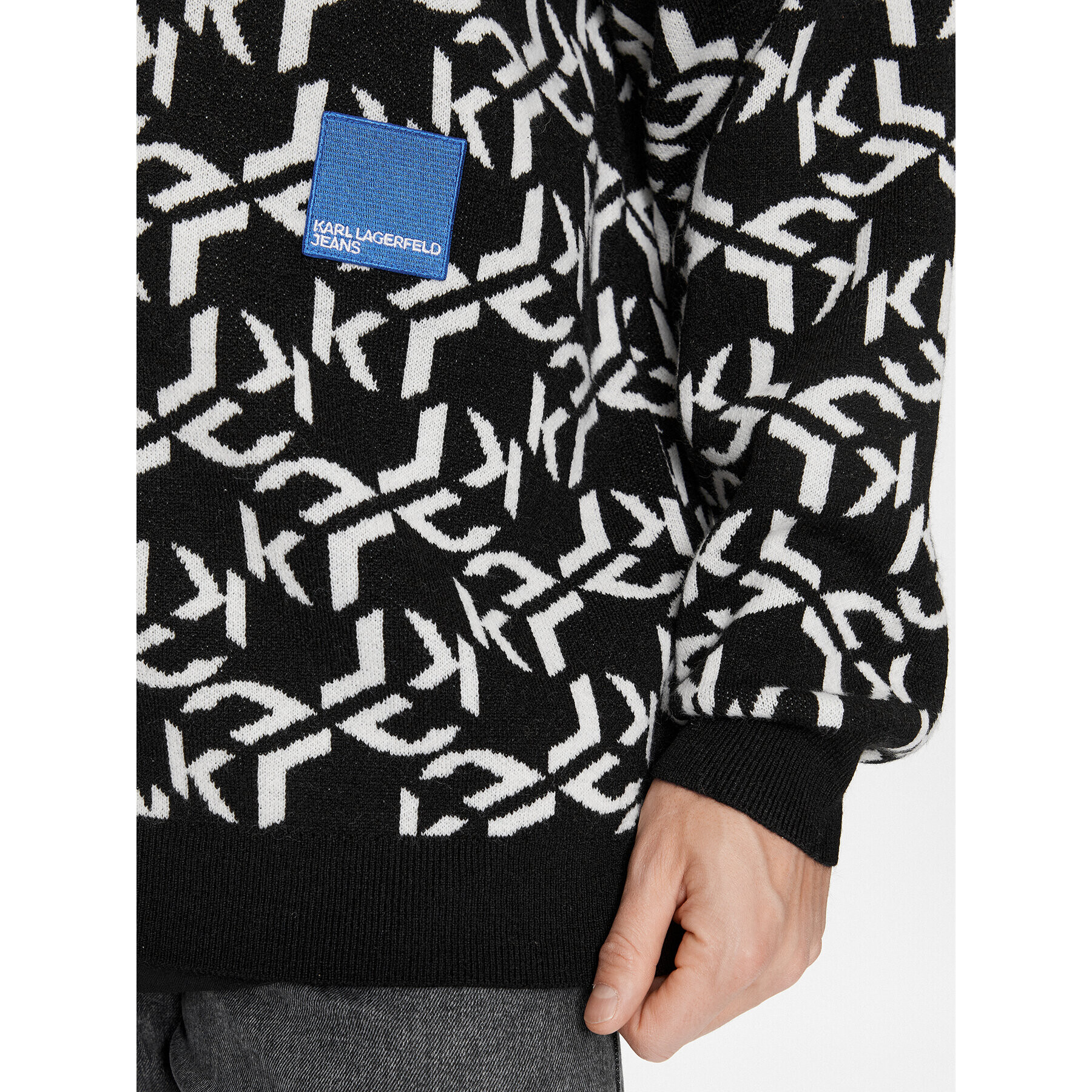 Karl Lagerfeld Jeans KARL LAGERFELD Kardigán Klj Monogram Jacquard Cardigan 236D2050 Čierna Regular Fit - Pepit.sk