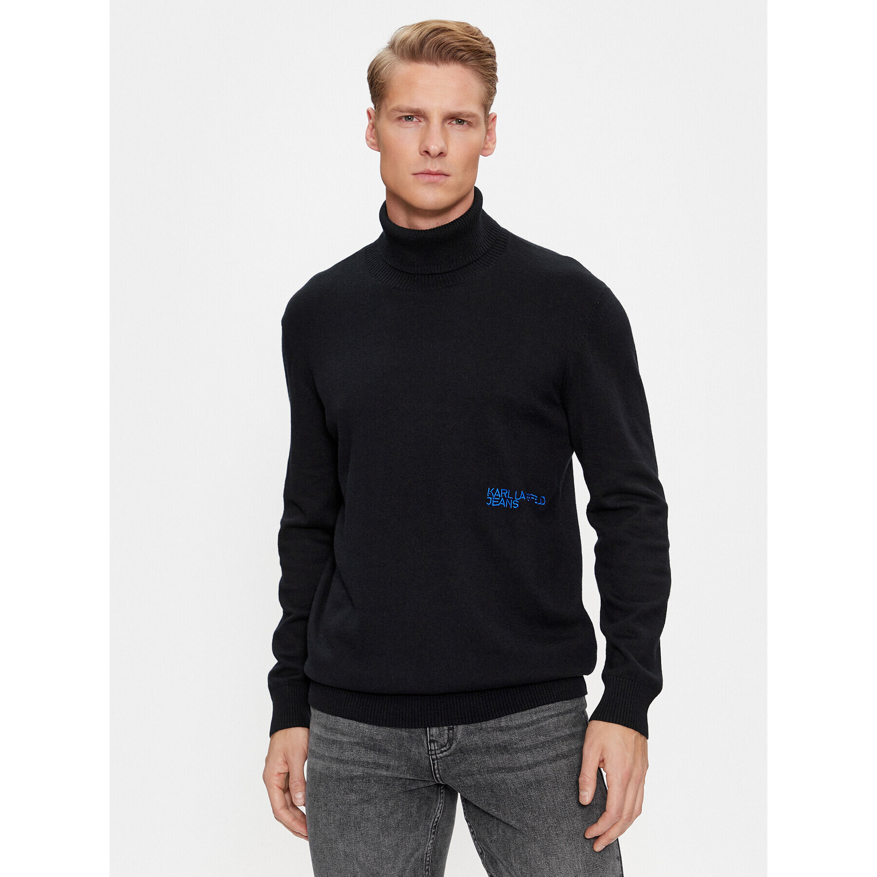 Karl Lagerfeld Jeans KARL LAGERFELD Rolák Klj Lightweight Turtleneck 236D2000 Čierna Slim Fit - Pepit.sk