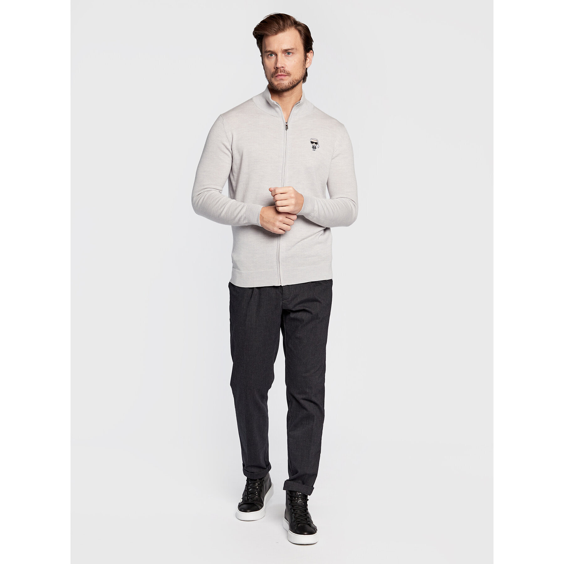 KARL LAGERFELD Kardigán 655015 524399 Sivá Regular Fit - Pepit.sk