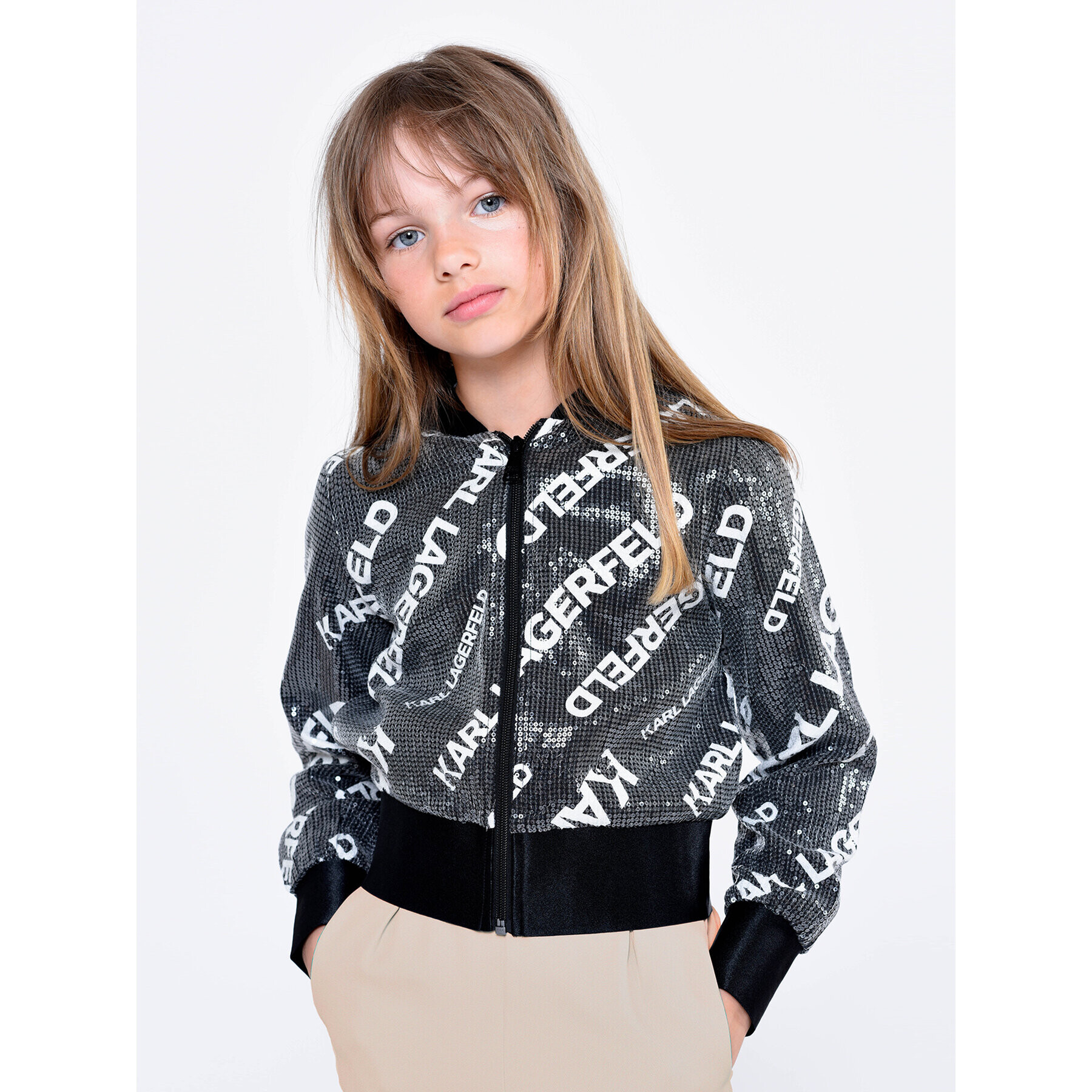 Karl Lagerfeld Kids Bundy bomber Z16148 S Čierna Regular Fit - Pepit.sk