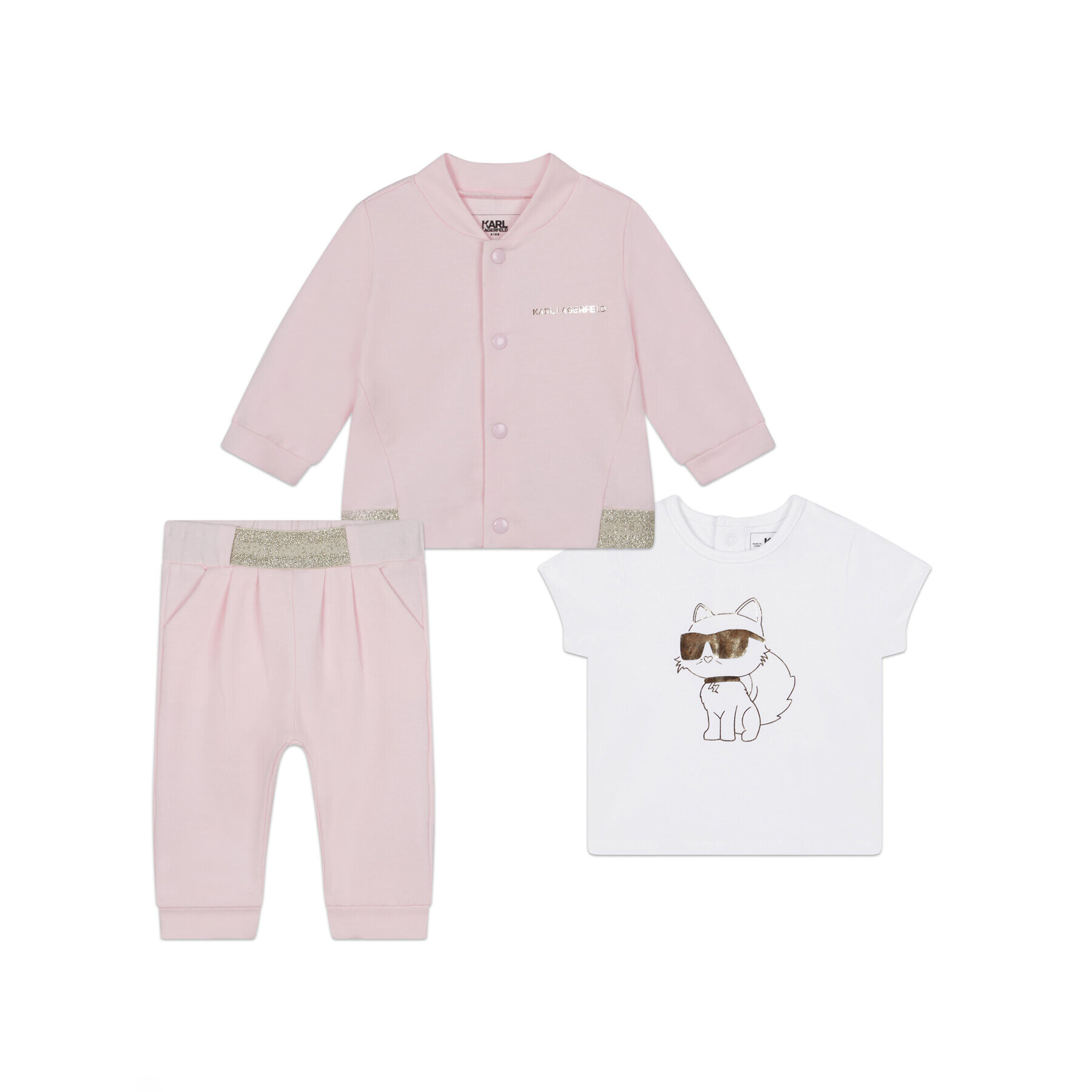 Karl Lagerfeld Kids Súprava tričko mikina a nohavice Z98137 Ružová Regular Fit - Pepit.sk