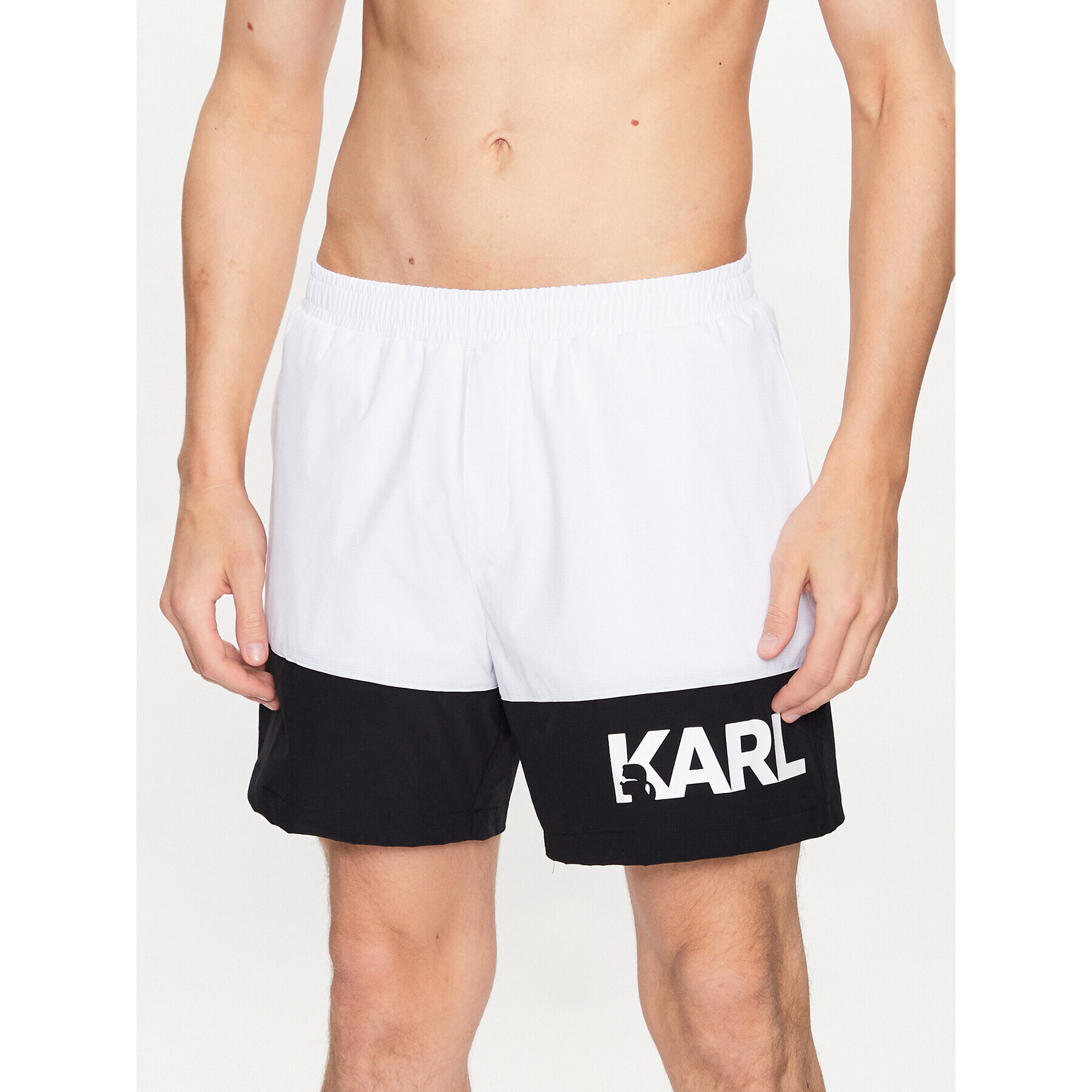 KARL LAGERFELD Plavecké šortky 230M2206 Biela Regular Fit - Pepit.sk