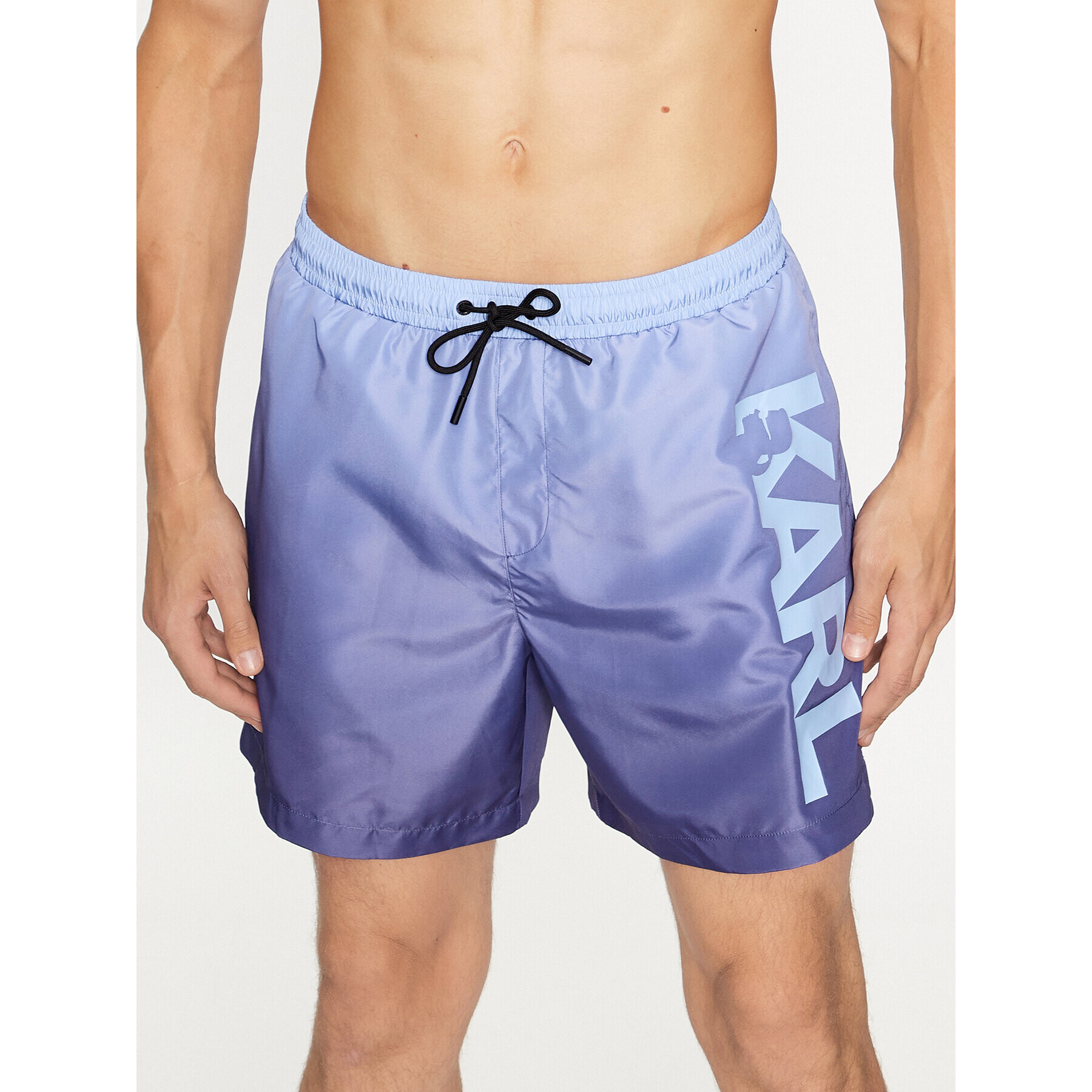 KARL LAGERFELD Plážové šortky Karl Logo Medium Boardshorts 235M2202 Modrá Regular Fit - Pepit.sk