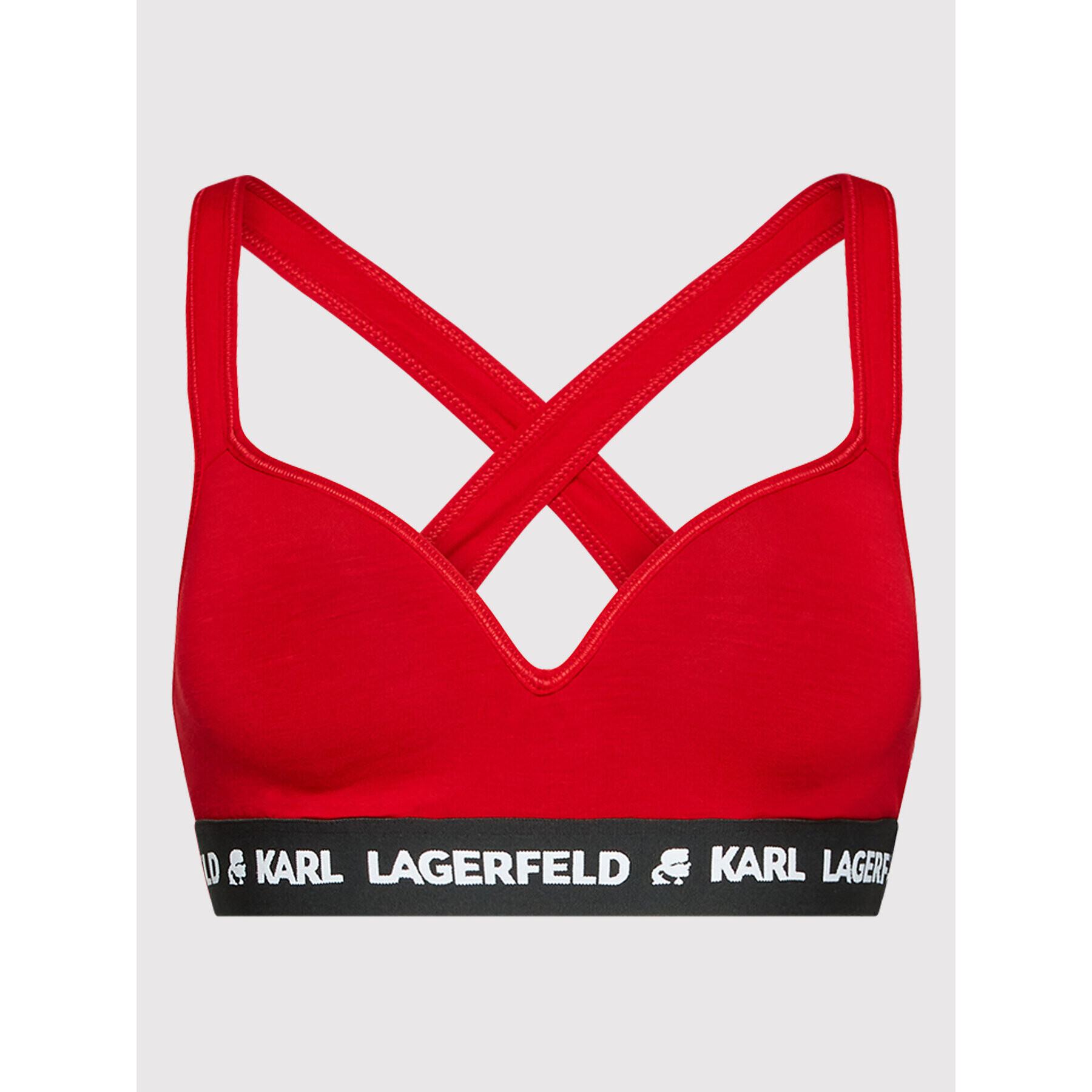 KARL LAGERFELD Podprsenka bez kostíc Logo 211W2109 Červená - Pepit.sk