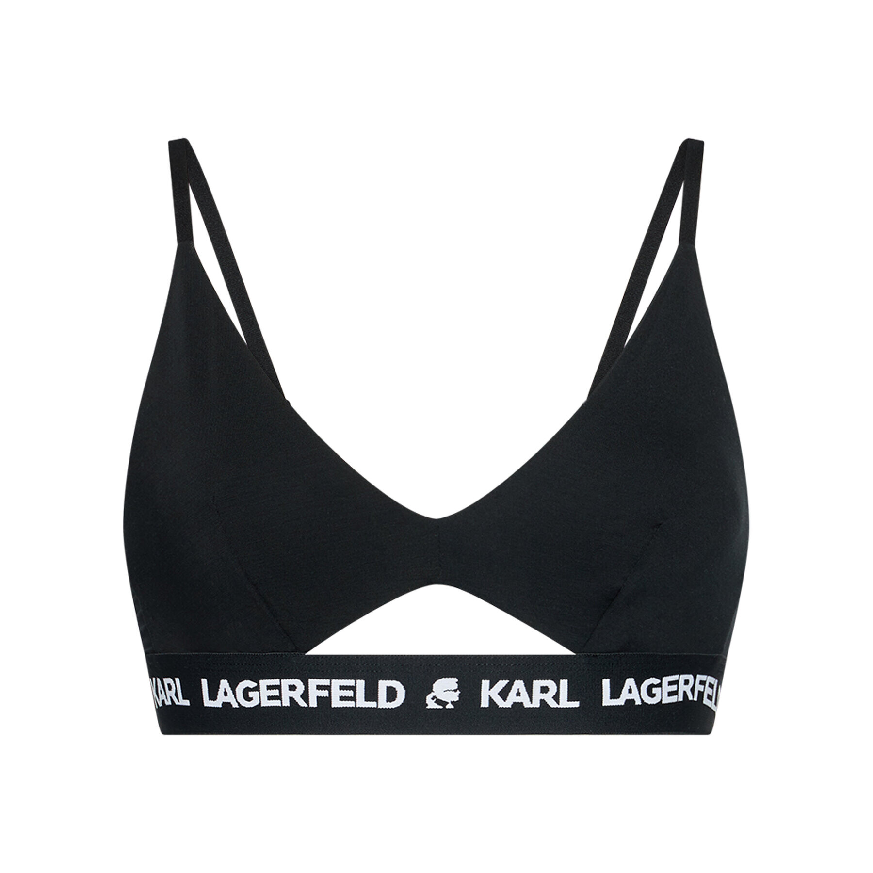 KARL LAGERFELD Podprsenka Bralette Peephole Logo 211W2101 Čierna - Pepit.sk