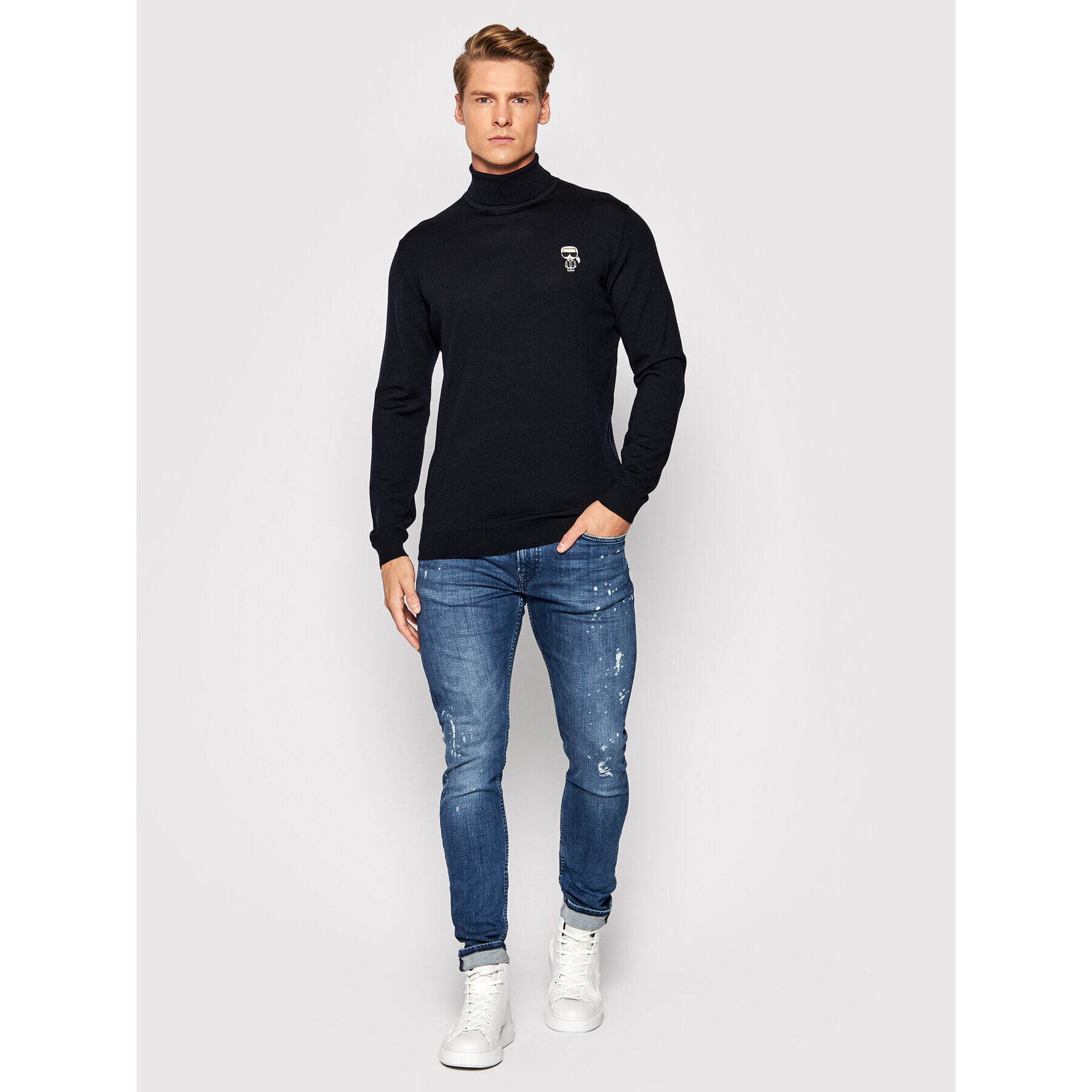 KARL LAGERFELD Rolák Knit 655014 512399 Tmavomodrá Regular Fit - Pepit.sk