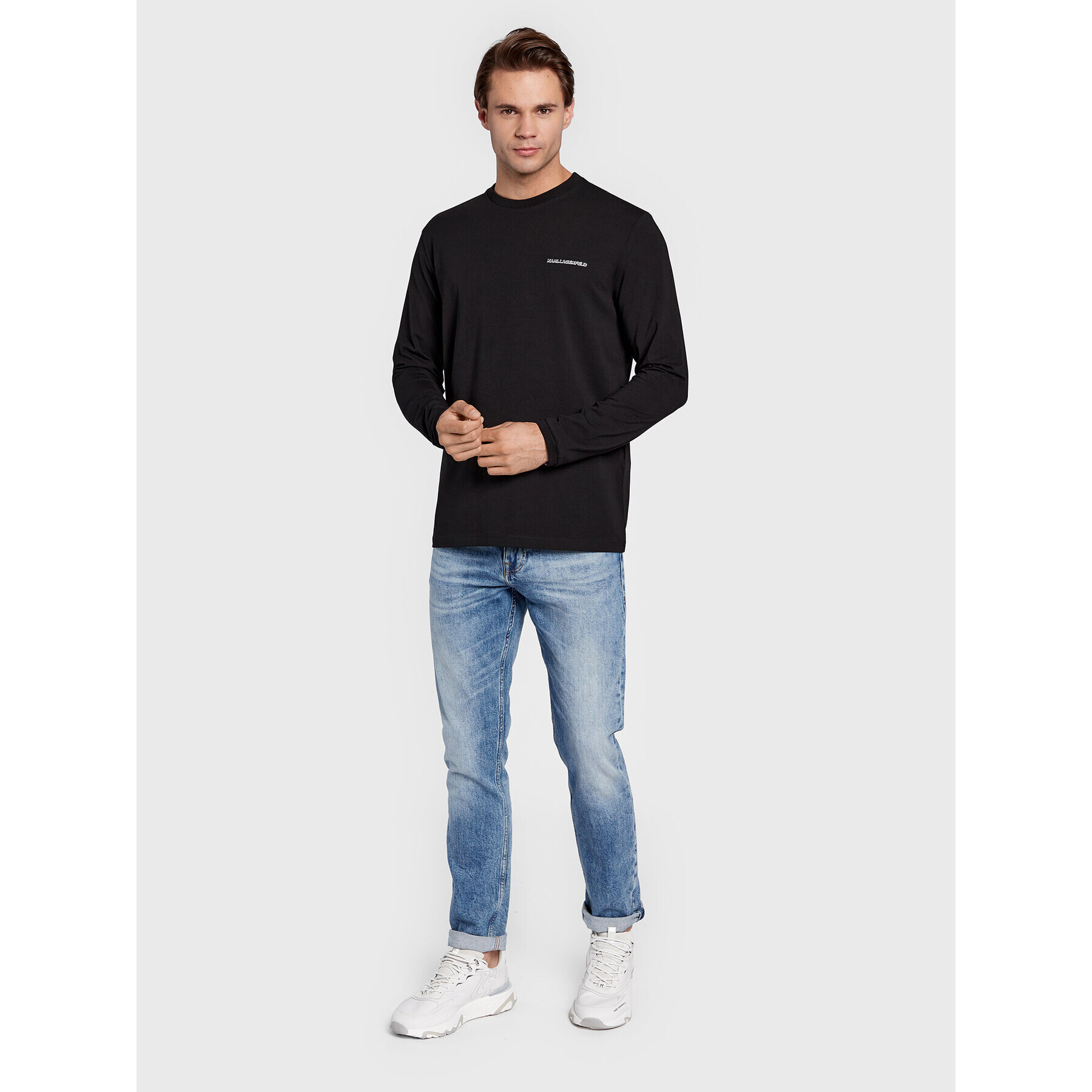 KARL LAGERFELD S dlhými rukávmi 755021 524221 Čierna Regular Fit - Pepit.sk