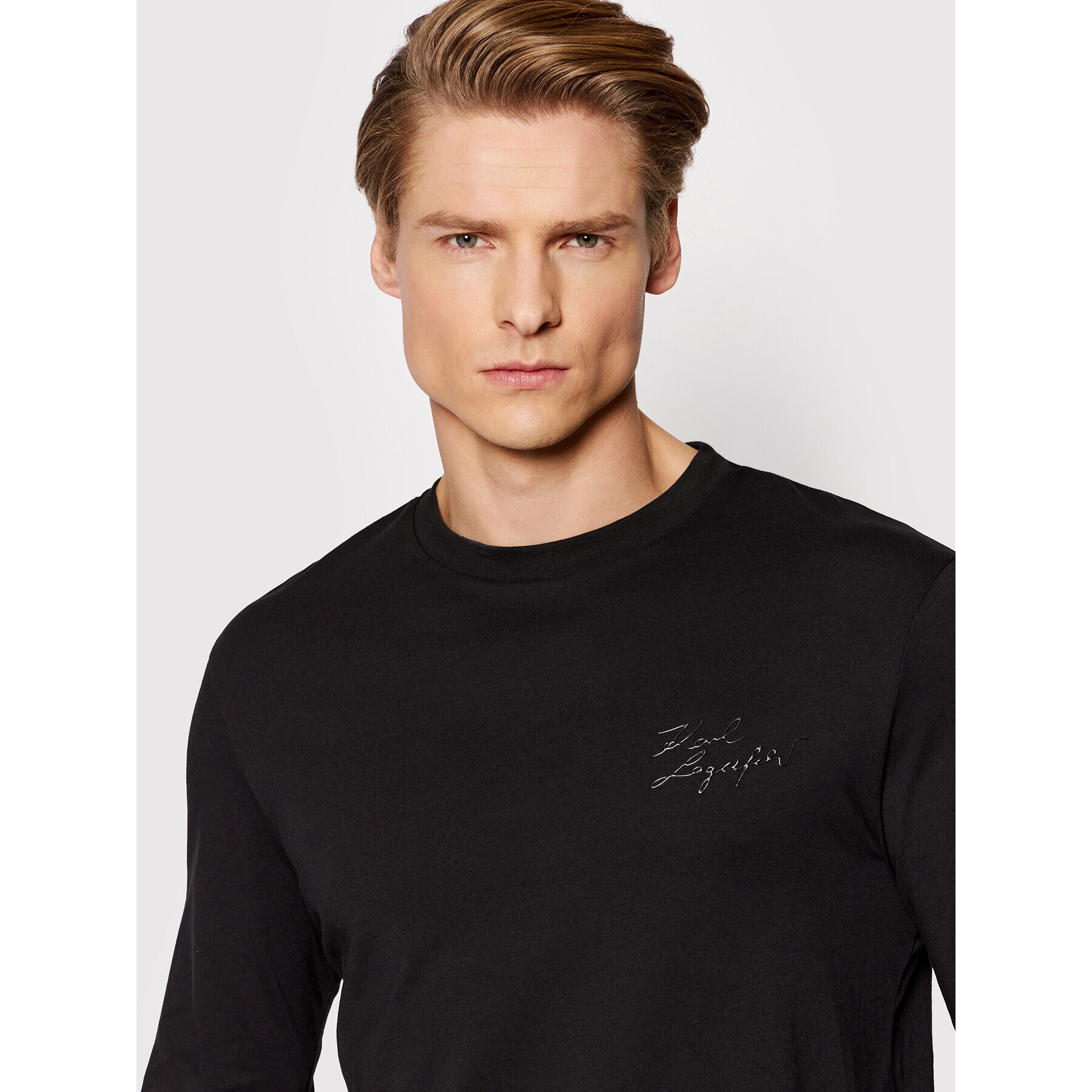 KARL LAGERFELD S dlhými rukávmi Crewneck 755403 521224 Čierna Regular Fit - Pepit.sk