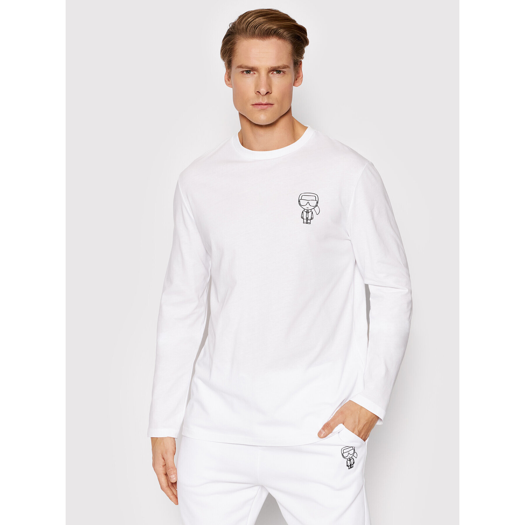 KARL LAGERFELD S dlhými rukávmi Crewneck 755404 521224 Biela Regular Fit - Pepit.sk