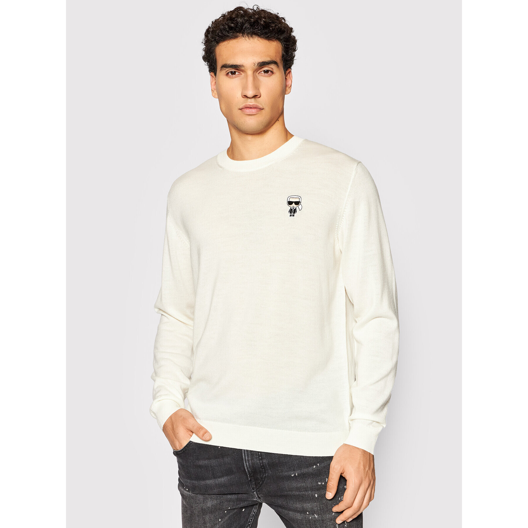 KARL LAGERFELD Sveter Knit Crewneck 655013 512399 Béžová Regular Fit - Pepit.sk