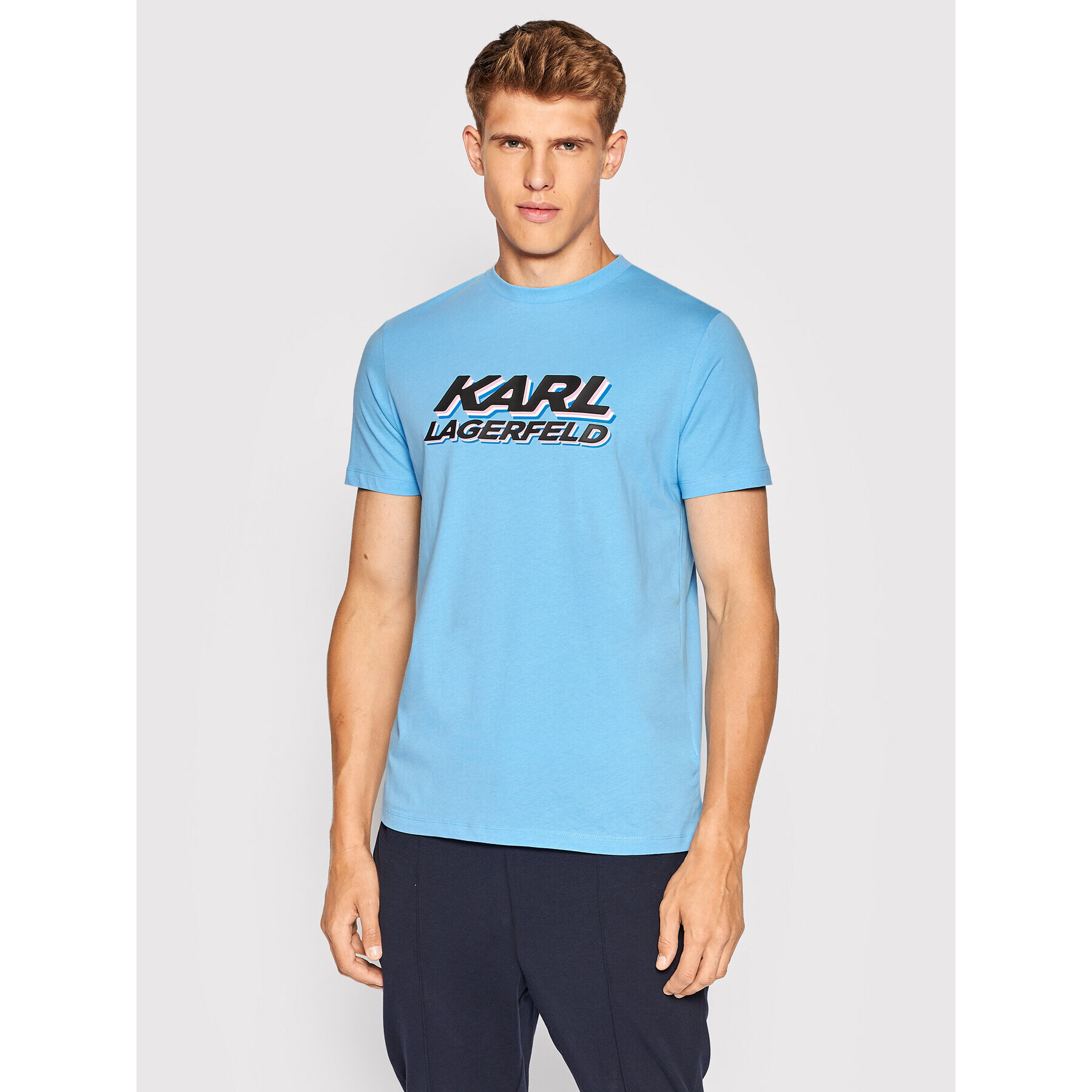 KARL LAGERFELD Tričko 755080 523224 Modrá Regular Fit - Pepit.sk