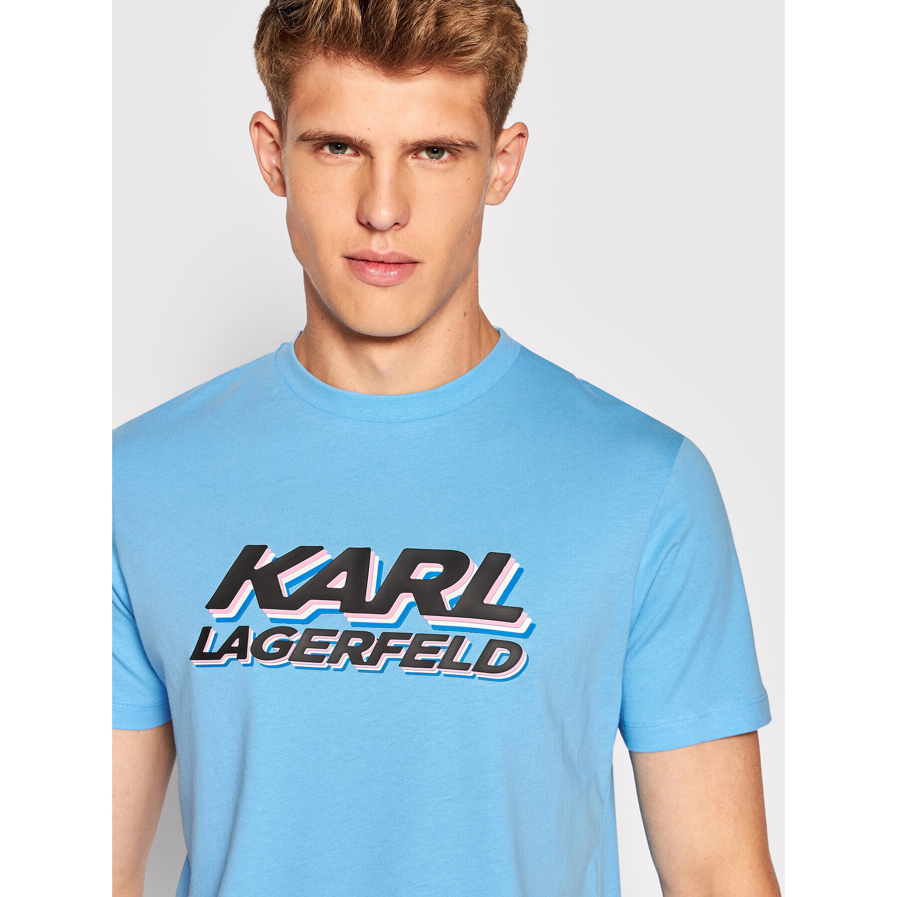 KARL LAGERFELD Tričko 755080 523224 Modrá Regular Fit - Pepit.sk