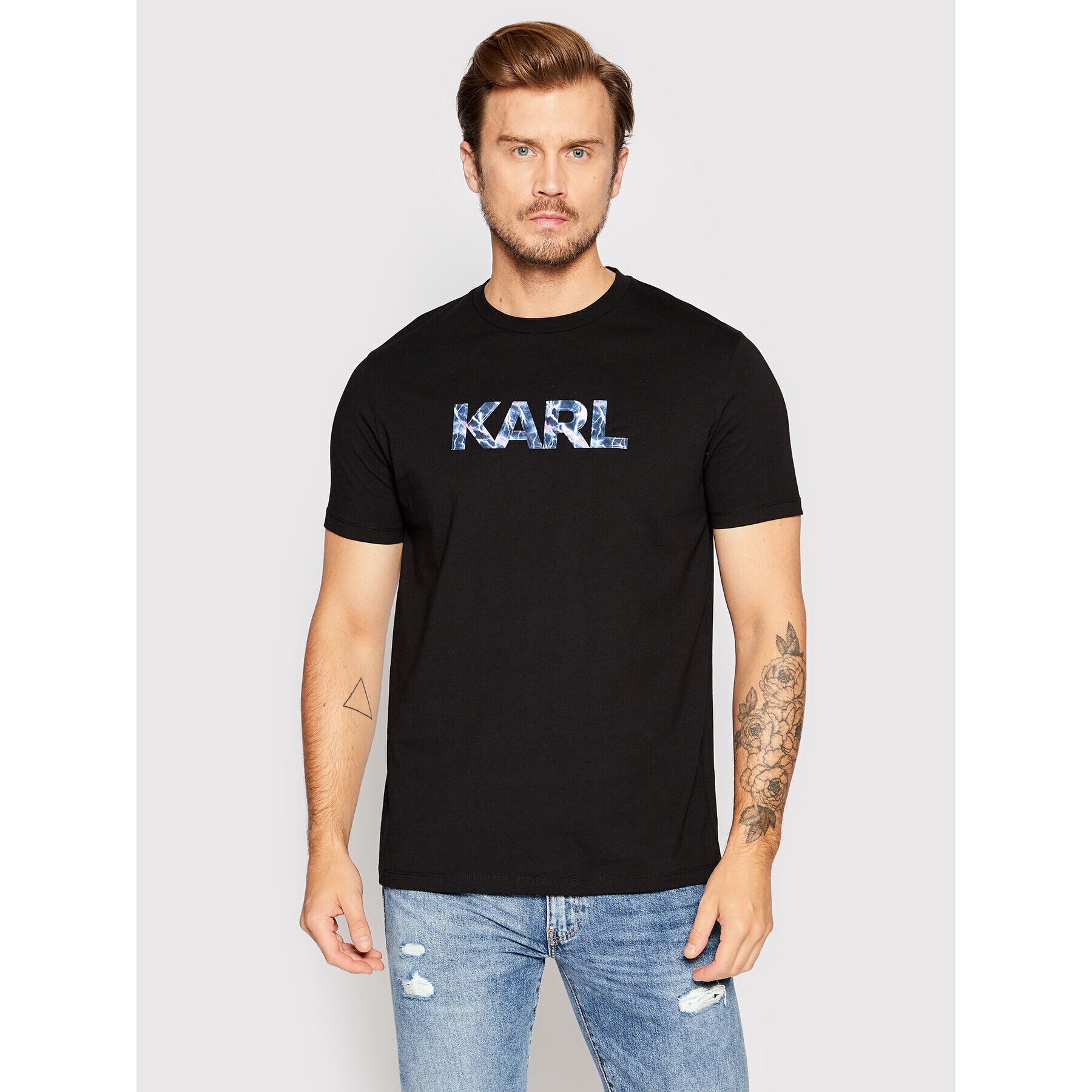 KARL LAGERFELD Tričko Crew Neck 755047 521225 Čierna Regular Fit - Pepit.sk