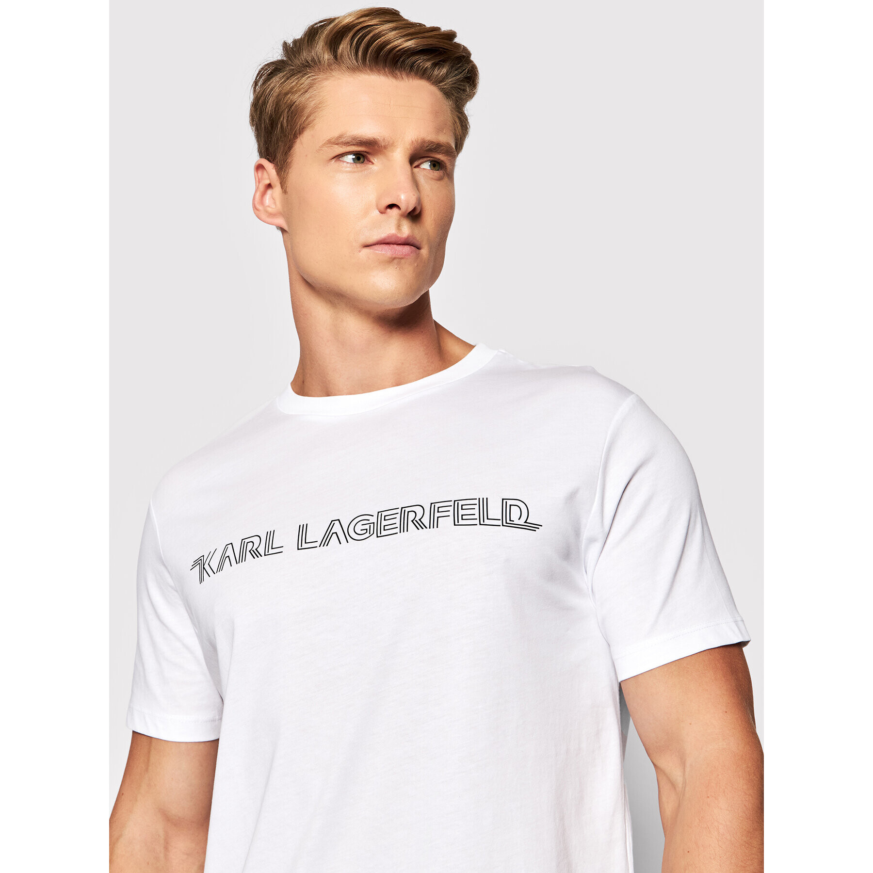 KARL LAGERFELD Tričko Crewneck 755034 512224 Biela Regular Fit - Pepit.sk