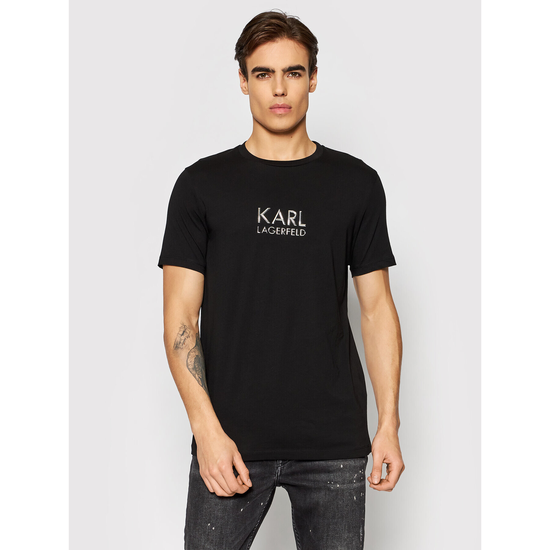 KARL LAGERFELD Tričko Crewneck 755037 512224 Čierna Regular Fit - Pepit.sk